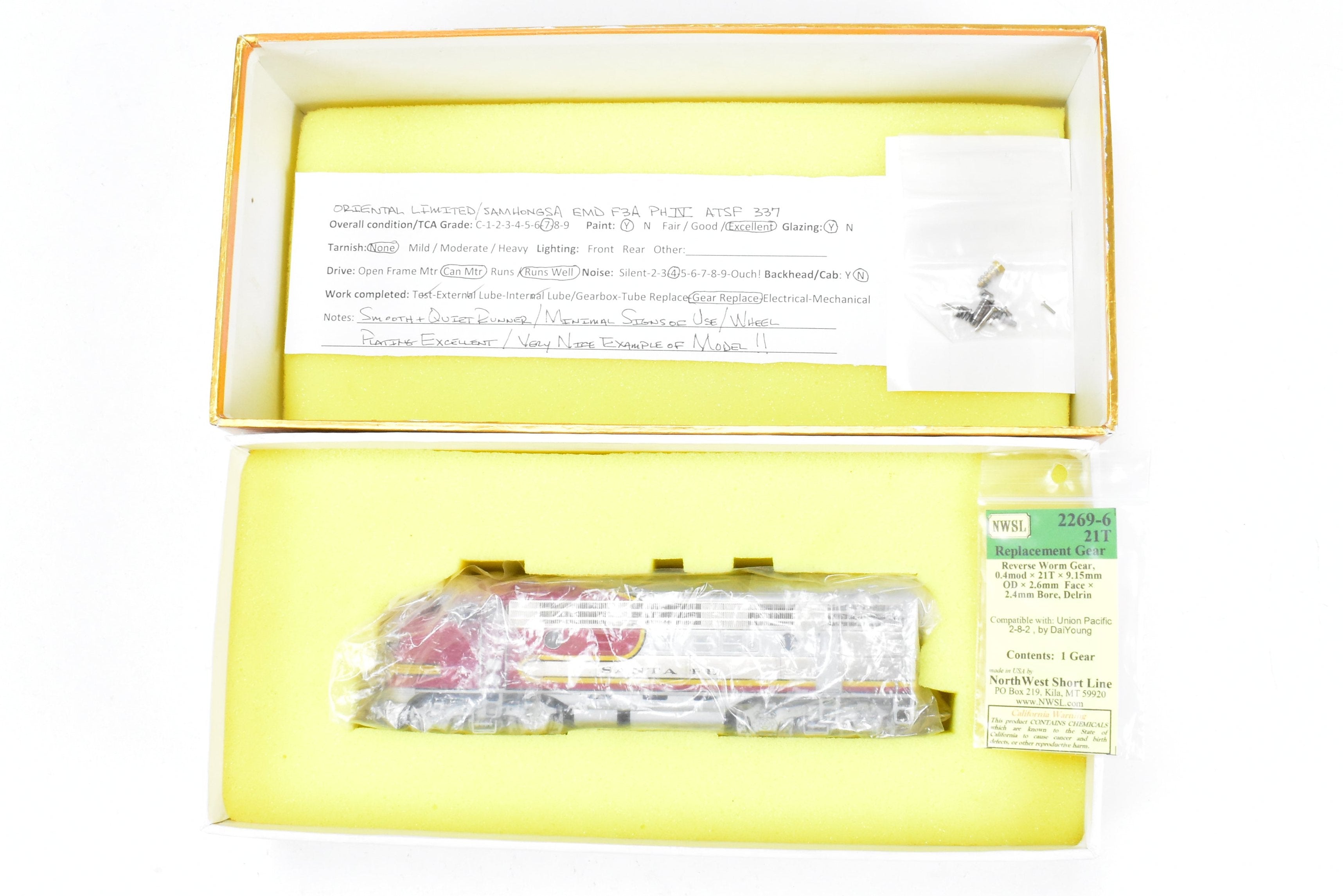 HO Brass Oriental Limited ATSF Santa Fe EMD F3A 1500 HP Phase IV Warbonnet #337 Pro-Painted
