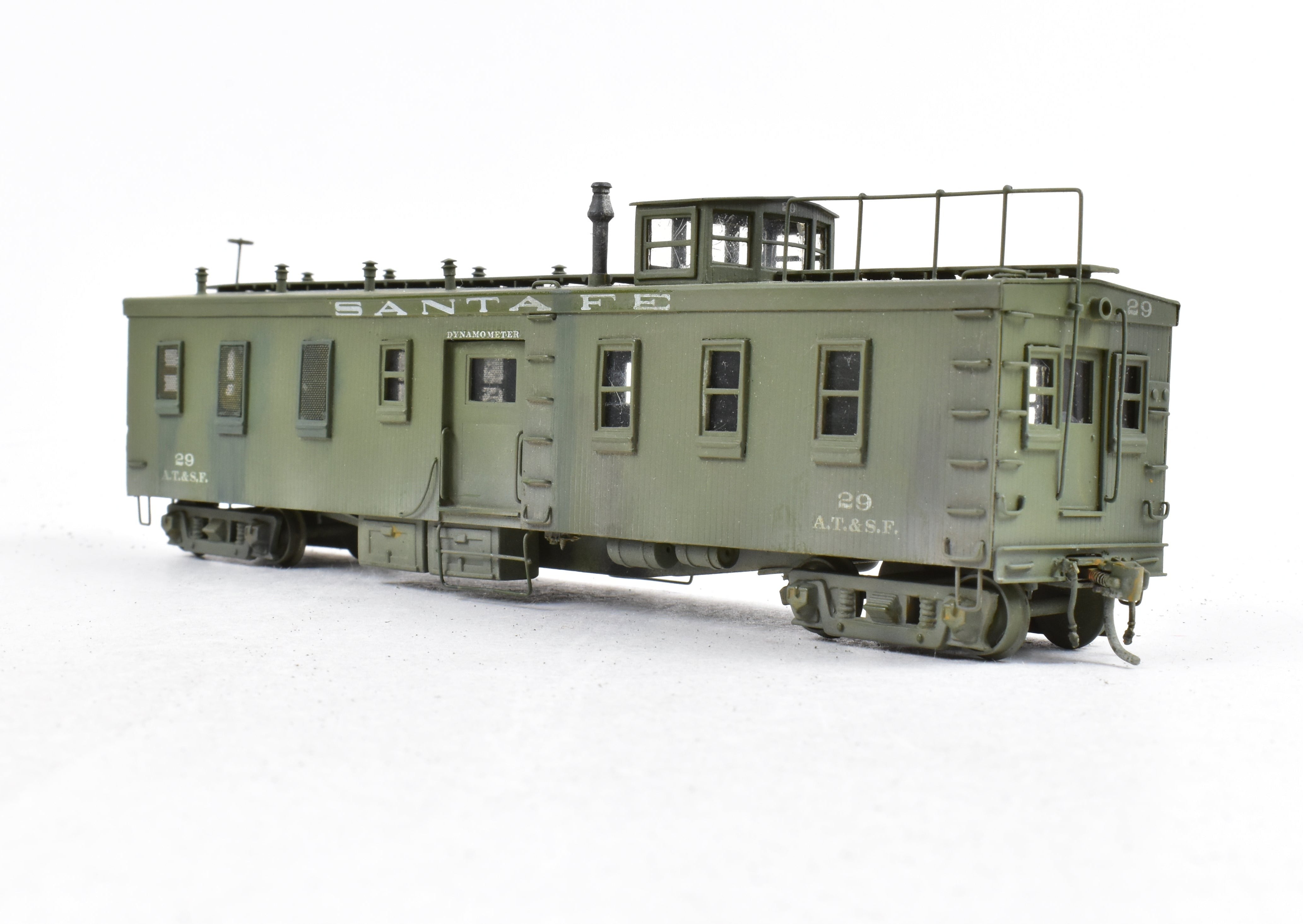 HO Scale Brass Hallmark Models ATSF - Santa Fe Dynamometer Car No. 29, Professionally Custom Painted and Artfully Weathered for Model Train Enthusiasts