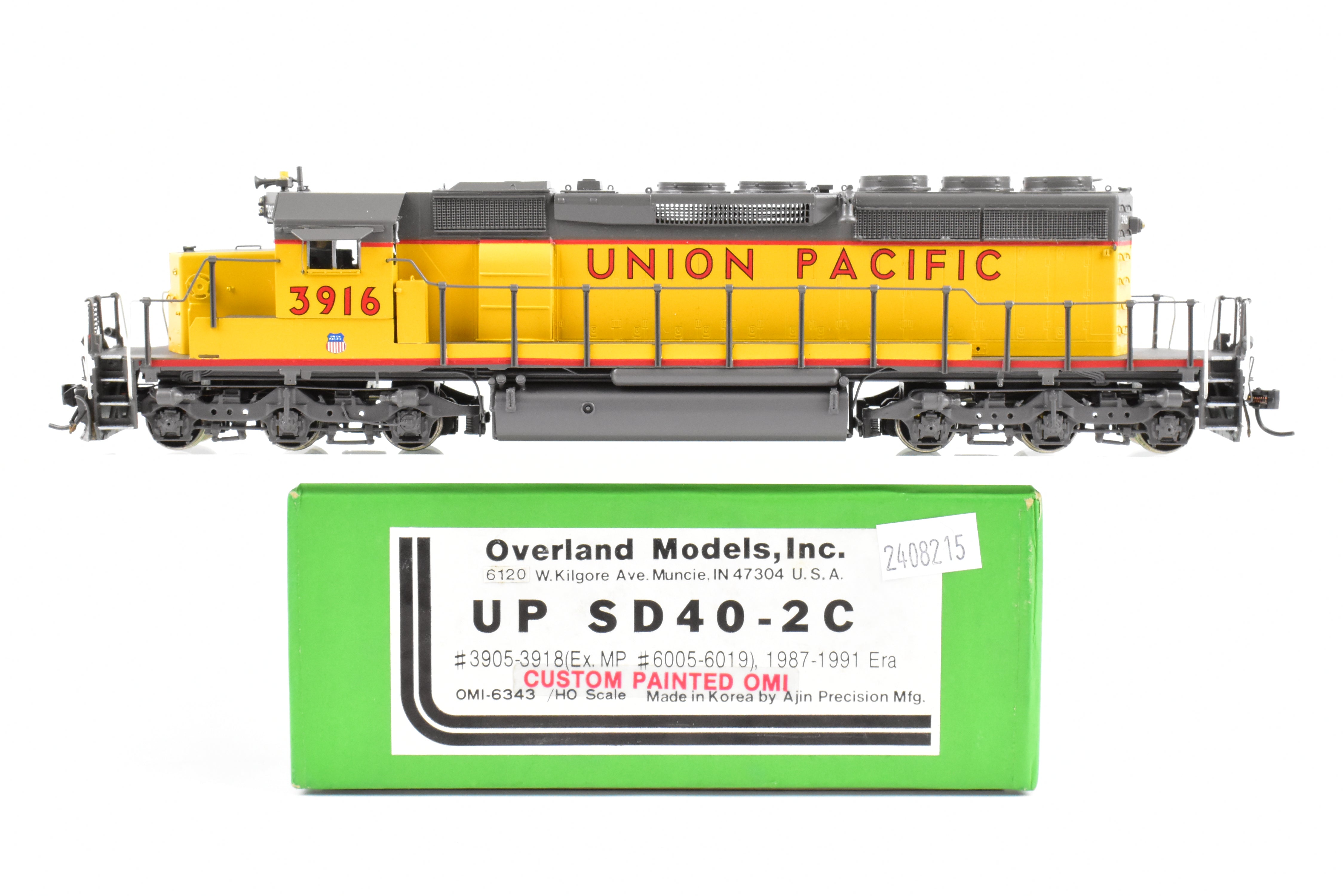 HO Scale Brass Model Train - Overland Models Inc. (OMI) Union Pacific EMD SD40 - 2C FP Locomotive, Road Number 3916, Formerly Missouri Pacific