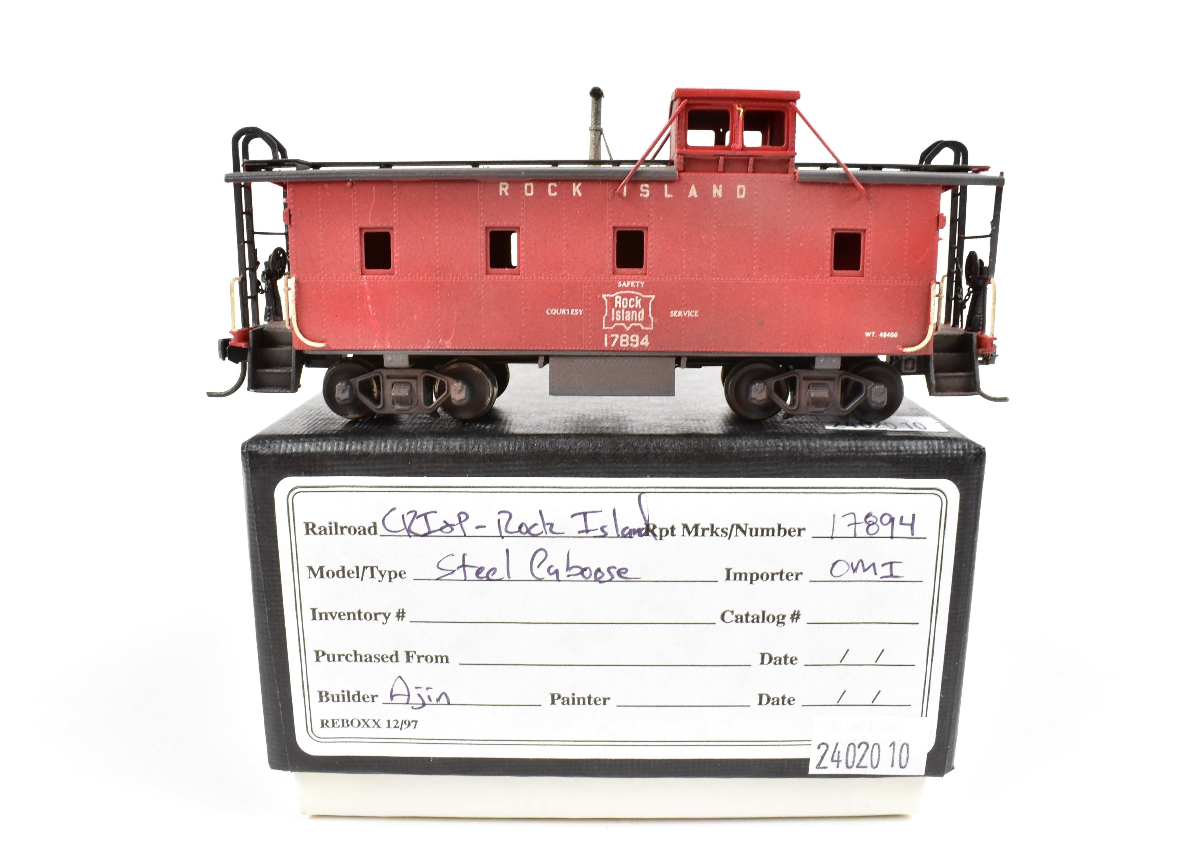 HO Scale Brass Model Train - OMI (Overland Models, Inc.) CRI&P - Rock Island Steel Caboose #17894 with Custom Painting and Spare Parts