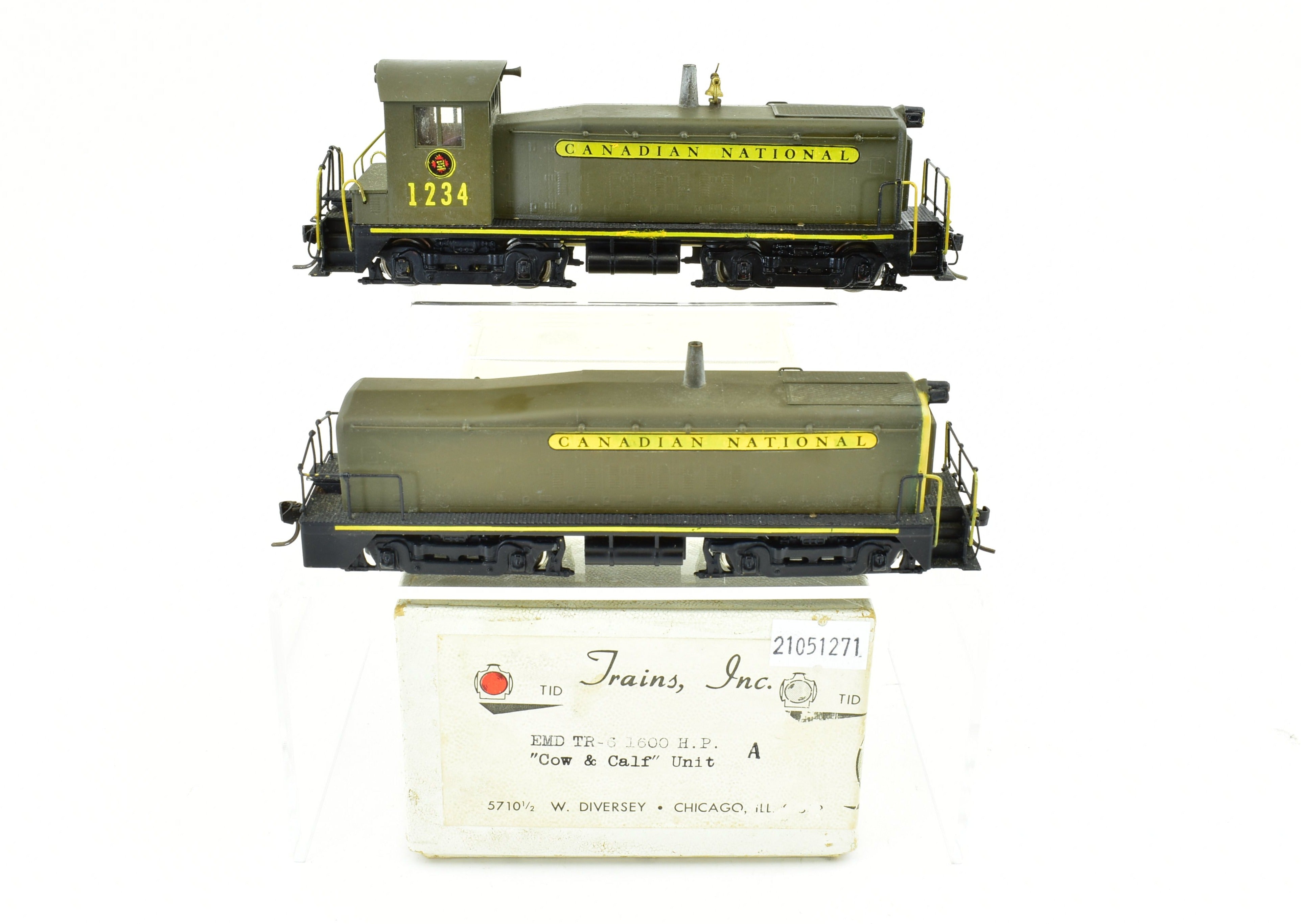 HO Scale Brass Model Trains - Canadian National Railway (CNR) EMD TR - 6 1600 HP Cow and Calf Unit Diesel Train Set by Brass Trains, Inc.