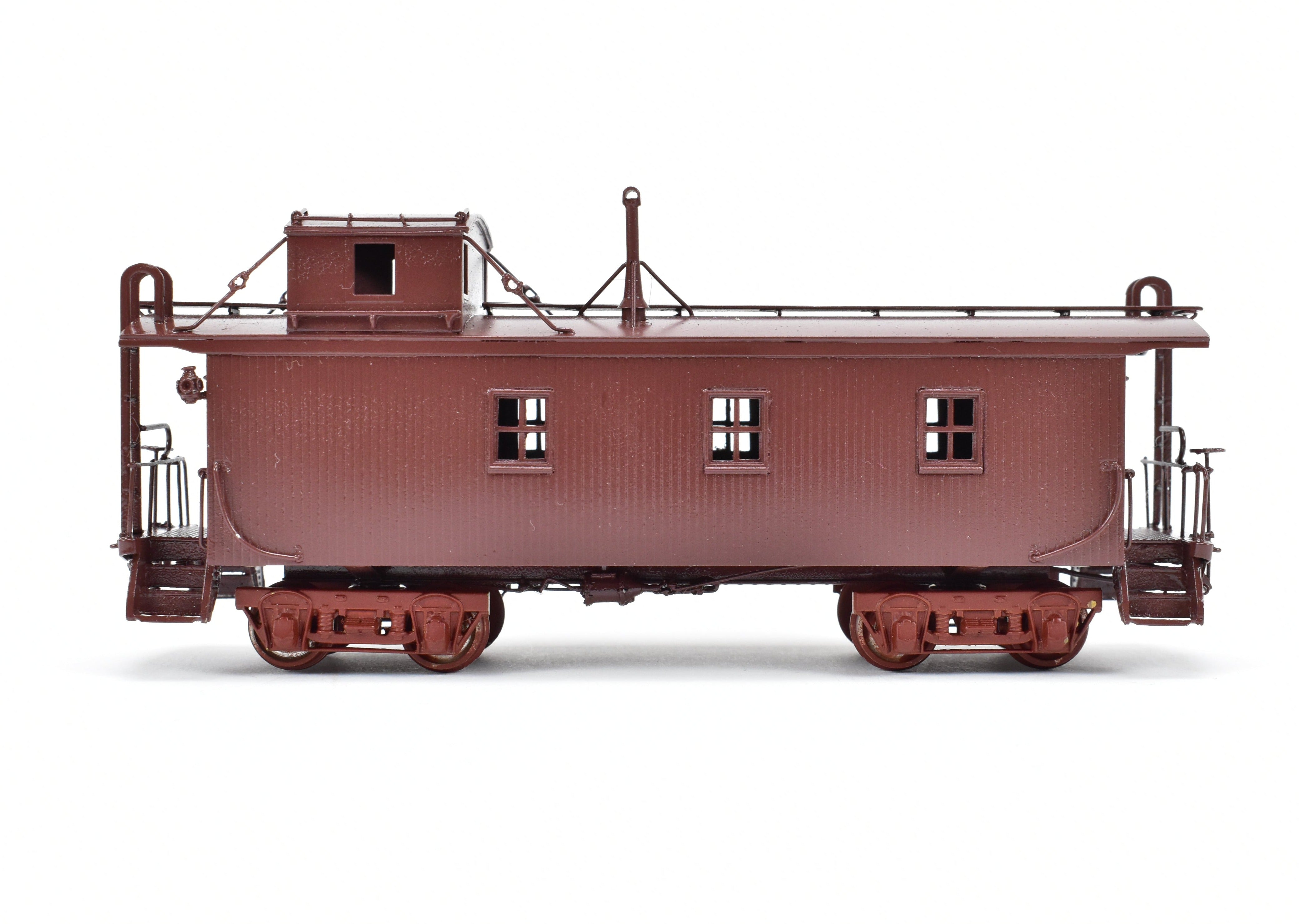 HO Scale Brass Model of Oriental Limited CB&Q - Burlington Route NE-9 Wood Caboose with No Lettering on Car Body