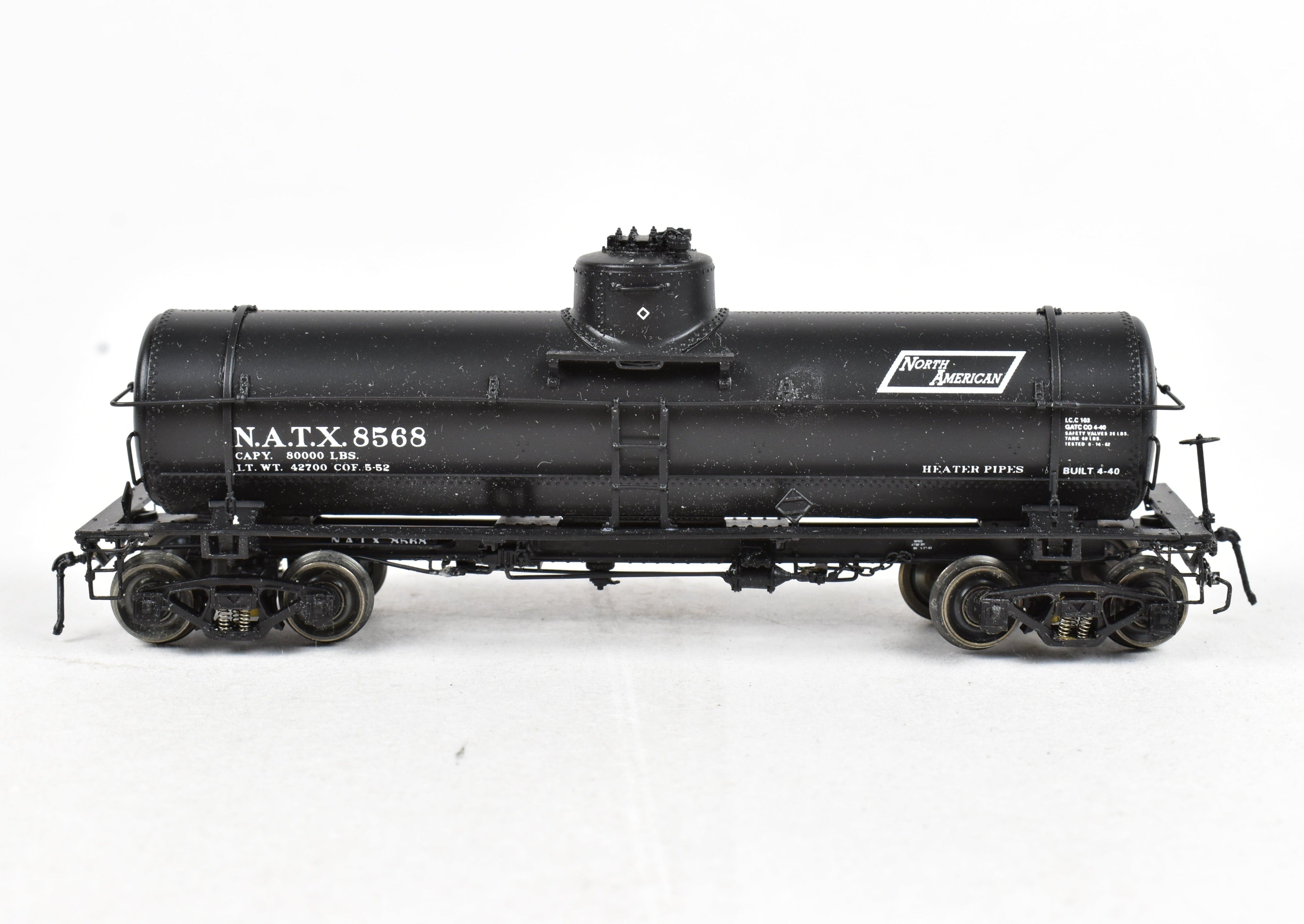 HO Scale Brass W. A. Drake/Red Caboose North American Tank Car - 8,000 Gallon Freight Tank Model