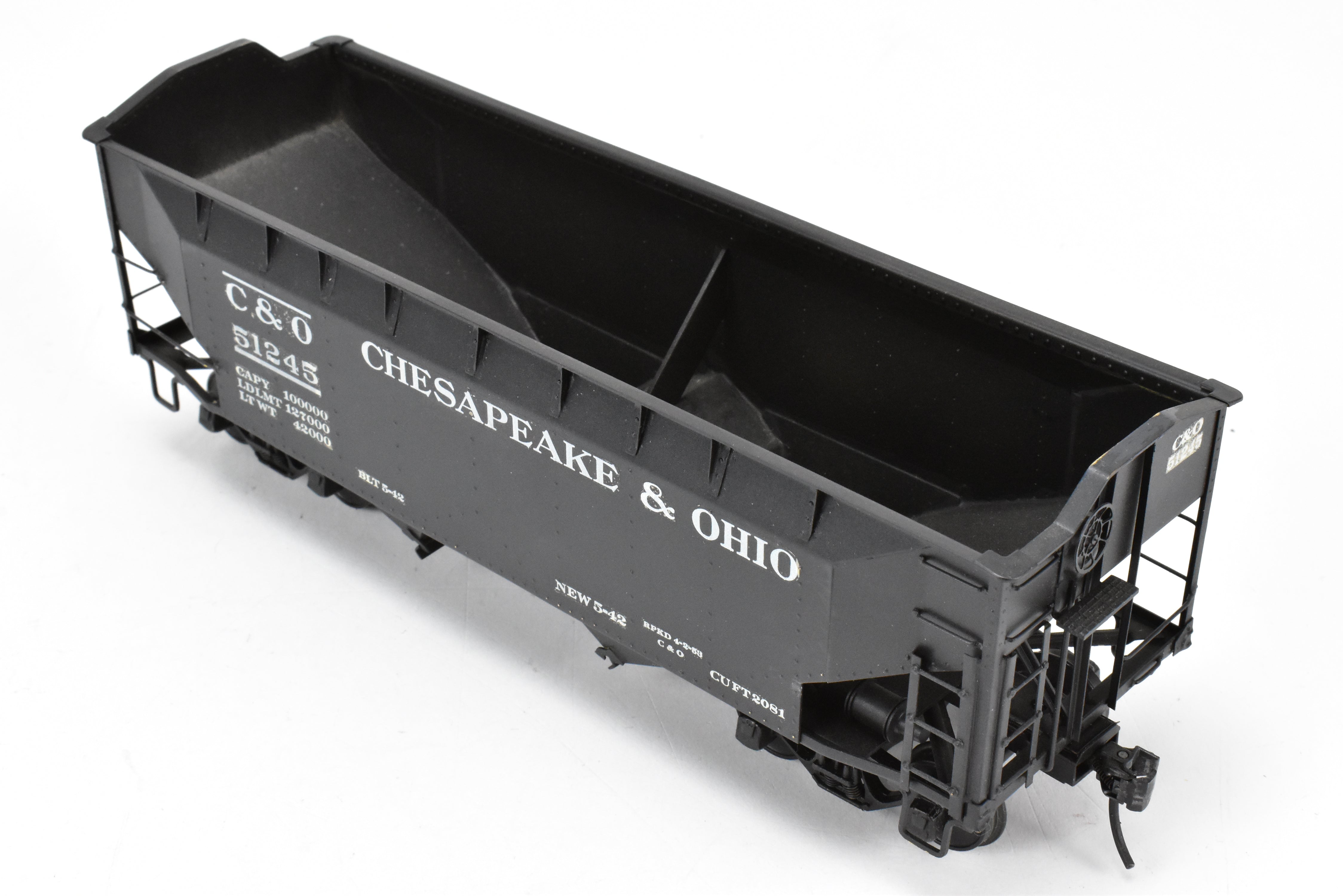 O Scale US Hobbies Brass C&O Offset Side Twin Hopper, Peaked Ends, CP No. 51245