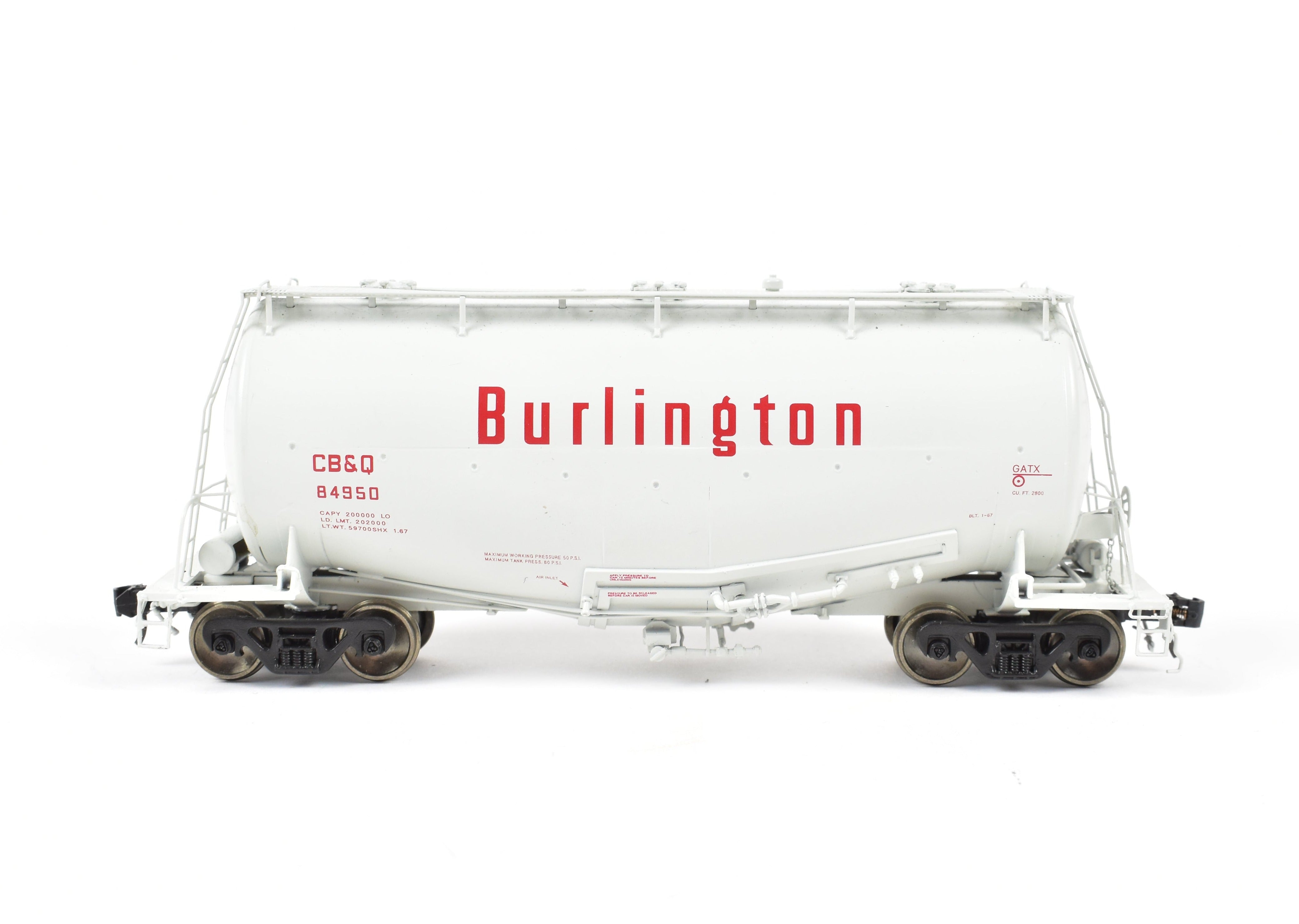High - Quality HO Scale Brass Construction CON Railway Classics CB&Q - Burlington Route GATX Pressure Slide Whale Belly Cement Hopper Model FP CB&Q 84950