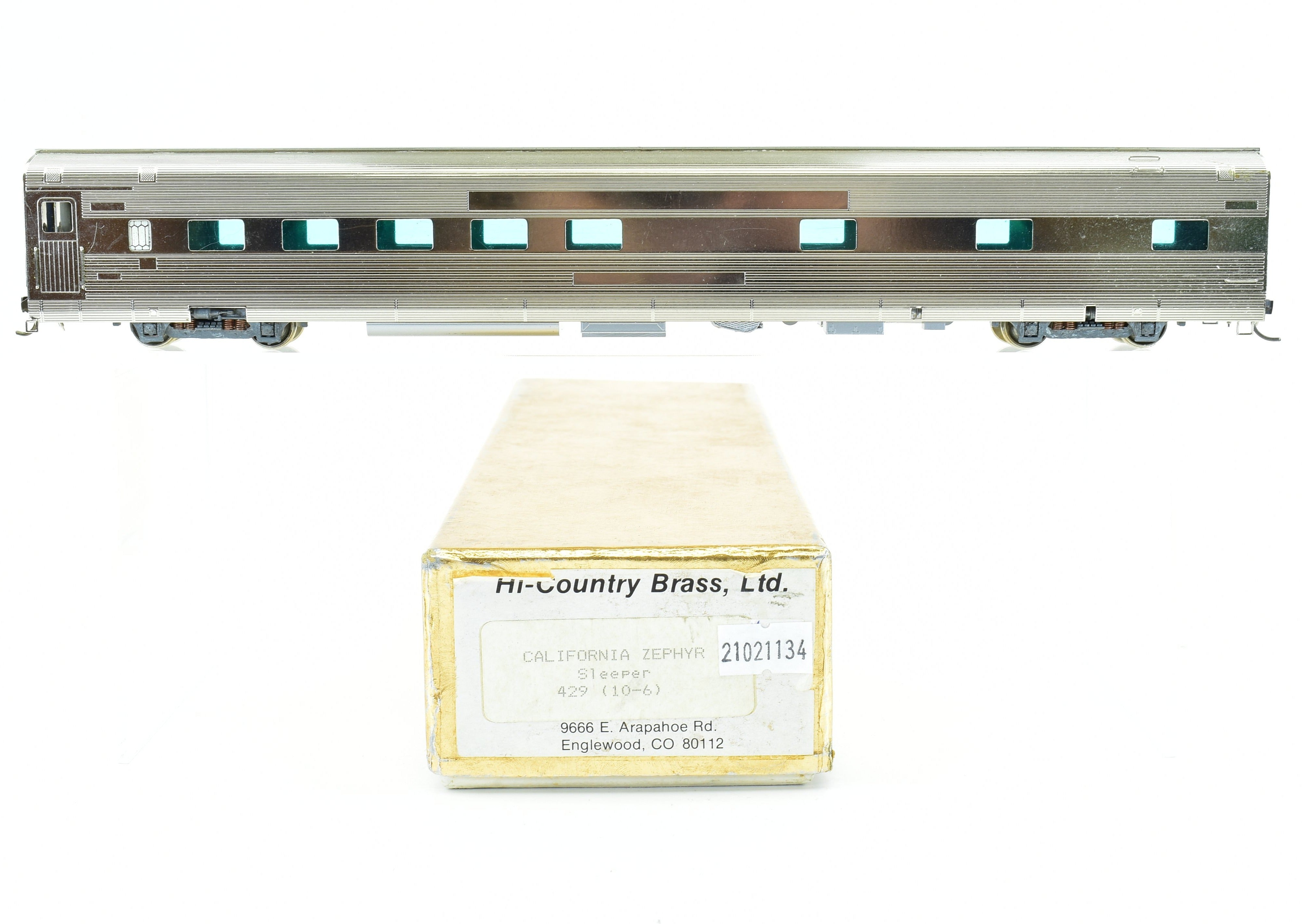 Hi-Country Brass California Zephyr 429 10-6 Sleeper, HO Plated Model
