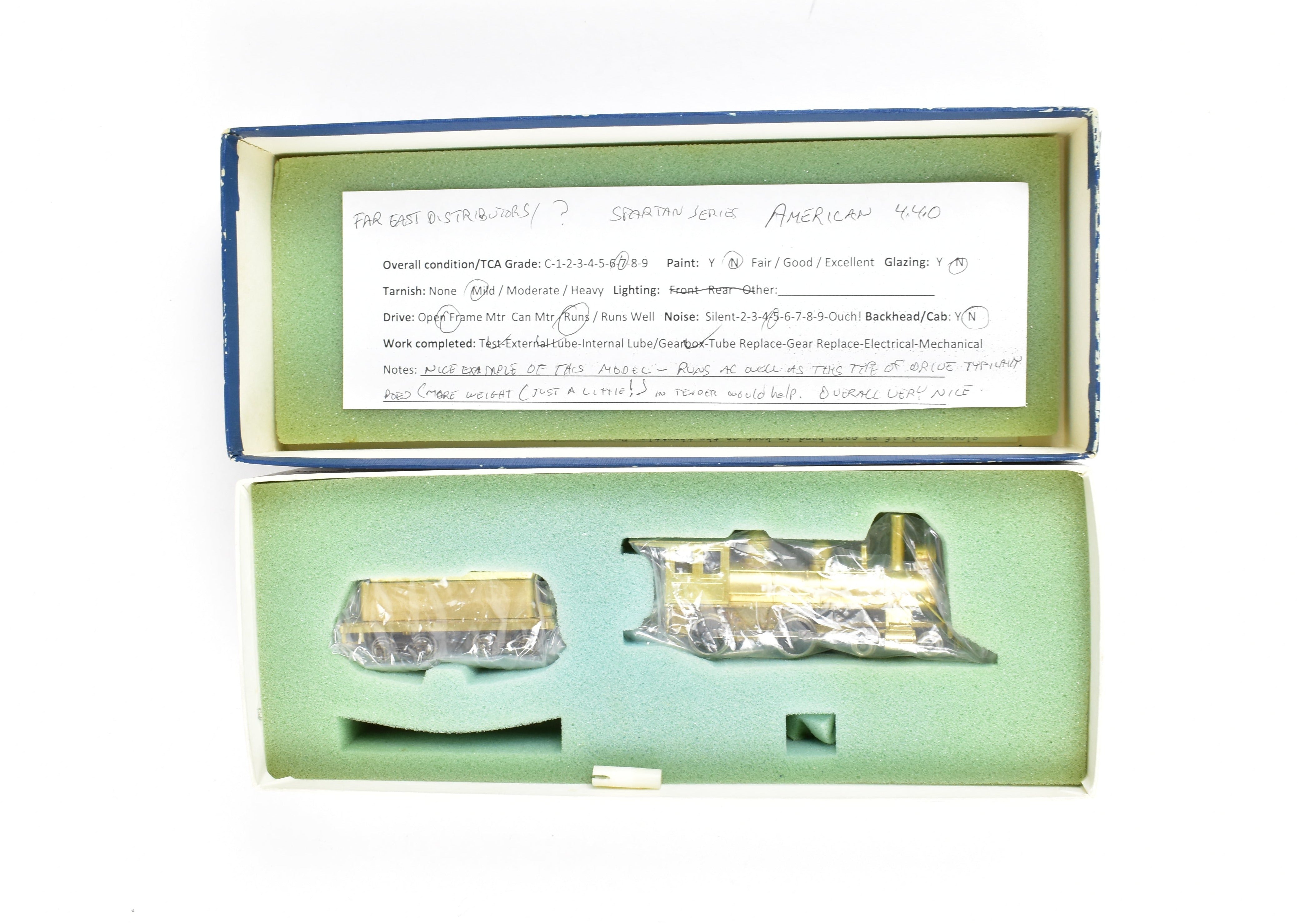 HO Scale Brass 4-4-0 American Spartan Series Model Train Imported by Far East Distributors