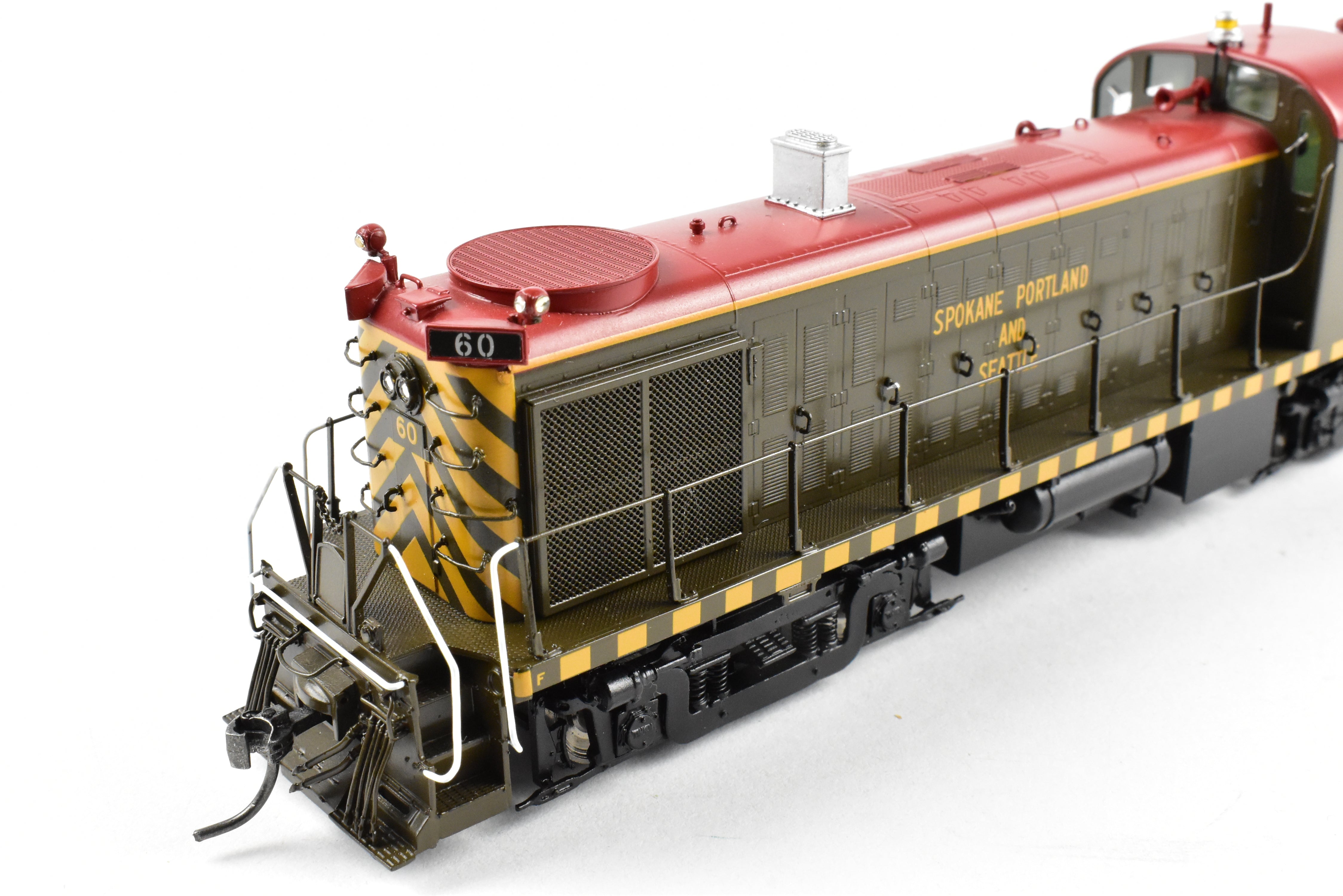 HO Scale Brass Model Train Engine - Division Point (DVP) SP&S (Spokane Portland & Seattle) Alco RS - 2 Factory Painted Tiger - Stripe Engine #60