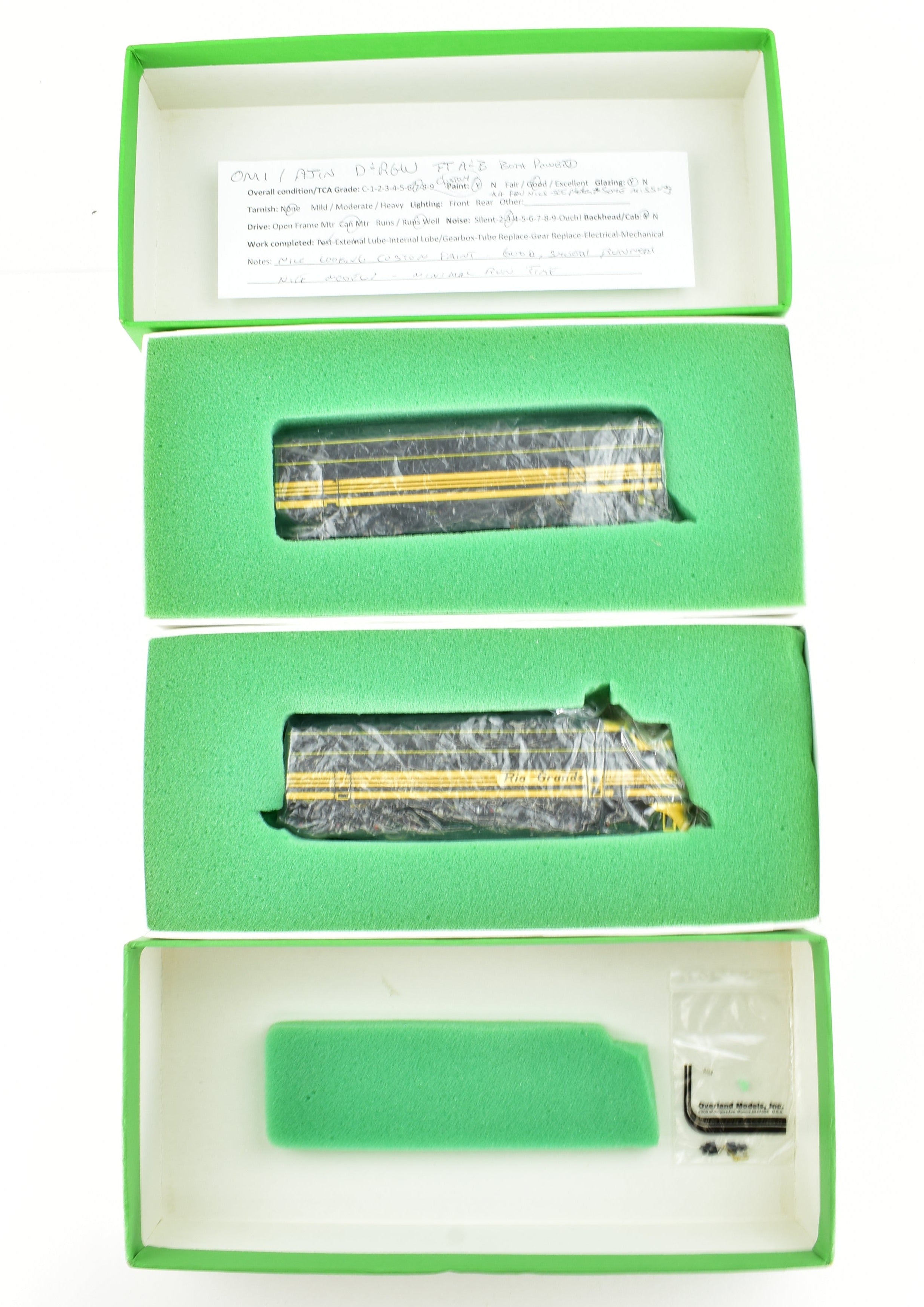 HO Scale Brass Model Train Set by Overland Models Inc. (OMI) - Custom Painted Denver & Rio Grande Western (D&RGW) EMD FT - A and FT - B Locomotive Set