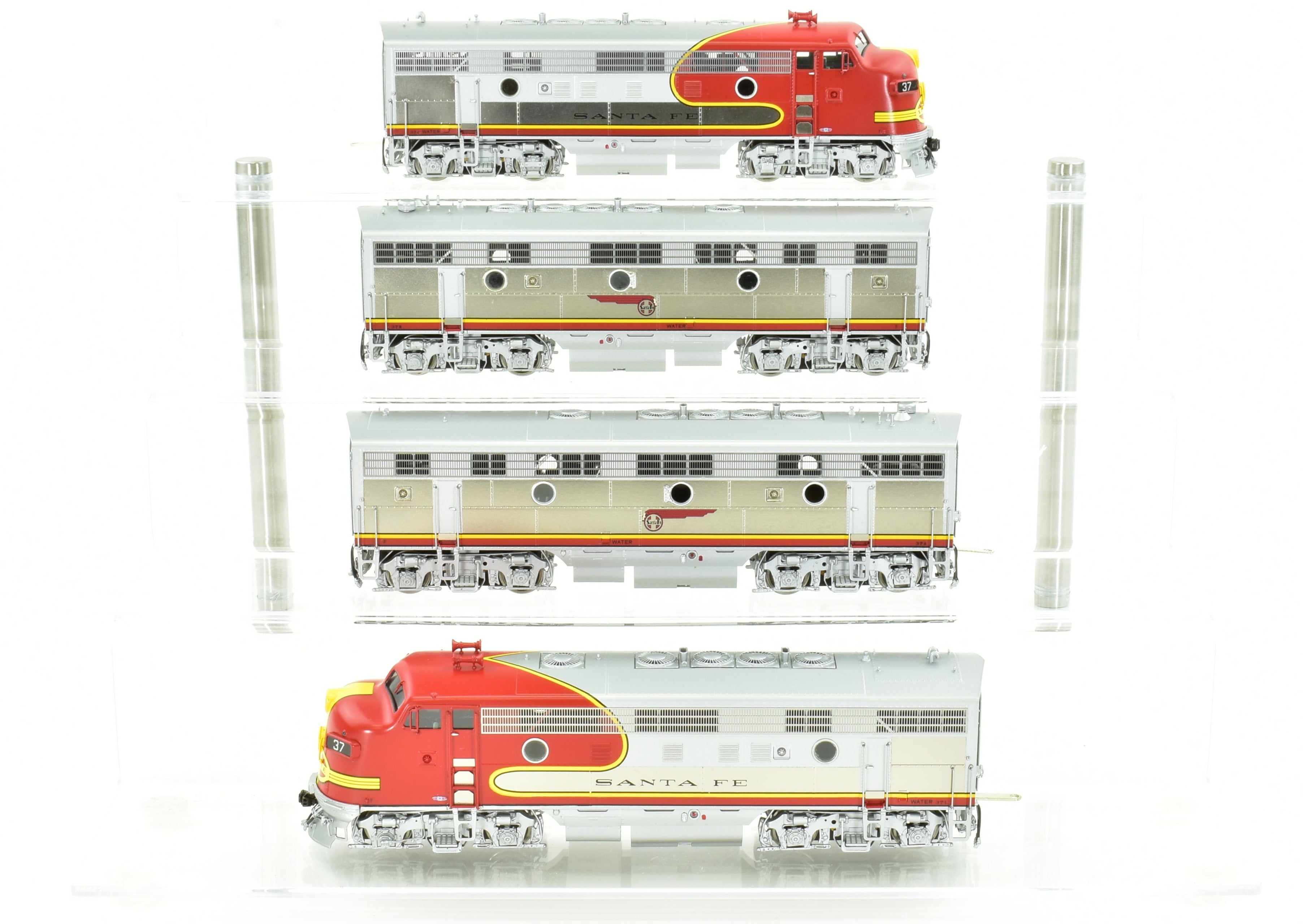 High - Quality HO Scale Brass Diesel Locomotive CON CIL - Challenger Imports ATSF Santa Fe Passenger Service EMD F7 A/B/B/A Set with Factory Painting and Plating