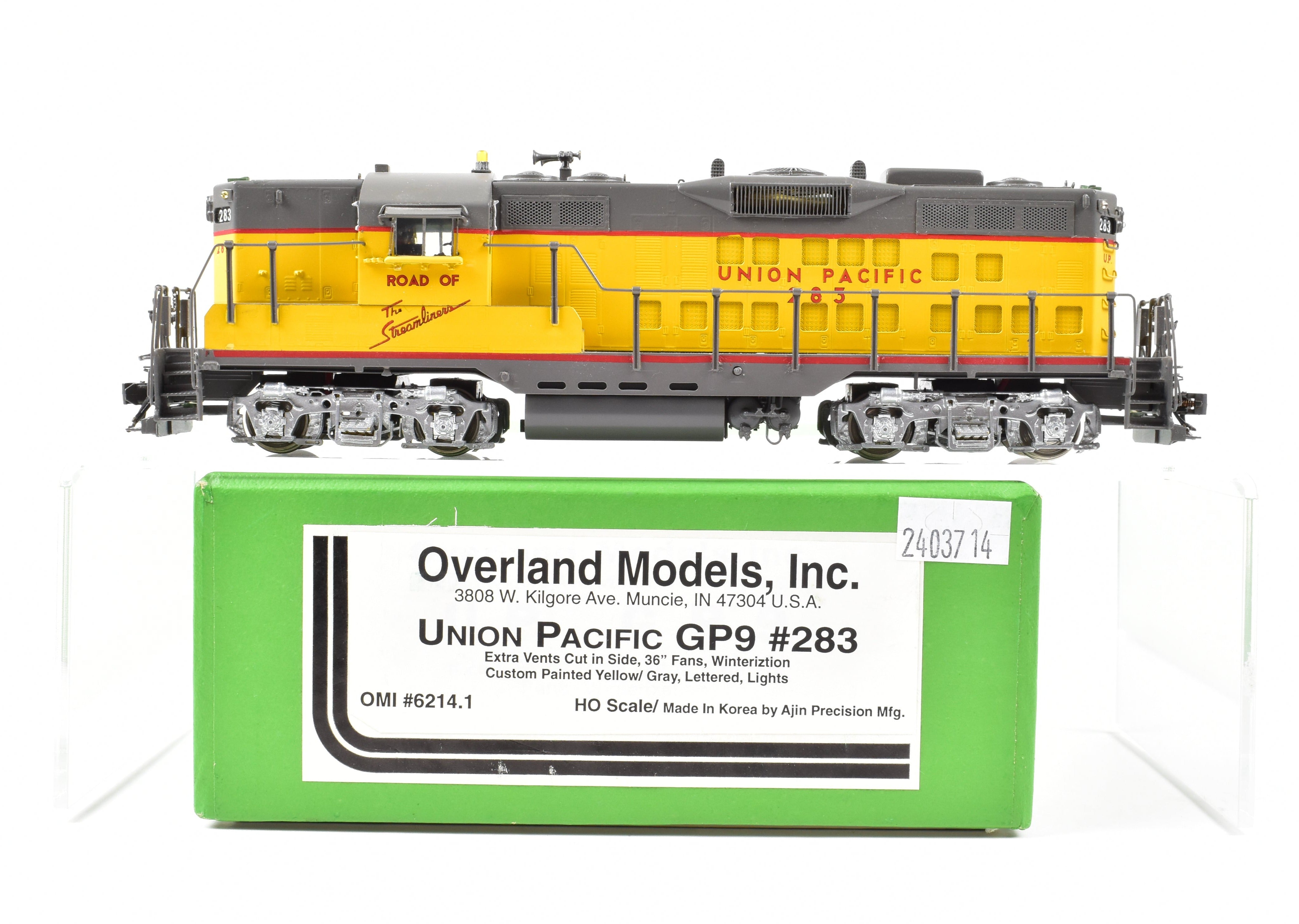 HO Scale Brass Model Train by Overland Models, Inc. - Union Pacific GP - 9 FP #283 with Extra Vents, 36 Fans, Winterization Hatch and Lighting
