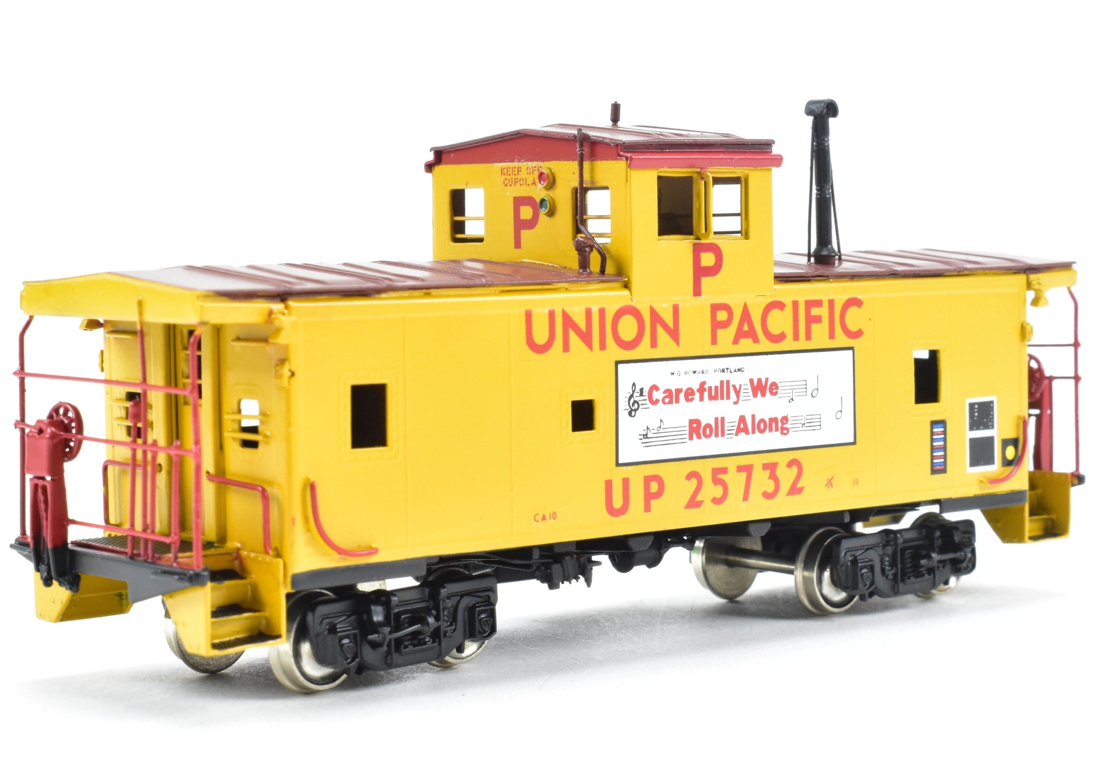 HO Scale Brass Union Pacific CA - 10 Caboose Model by Overland Models, Inc. (OMI) with Custom Paint and Slogan #25732