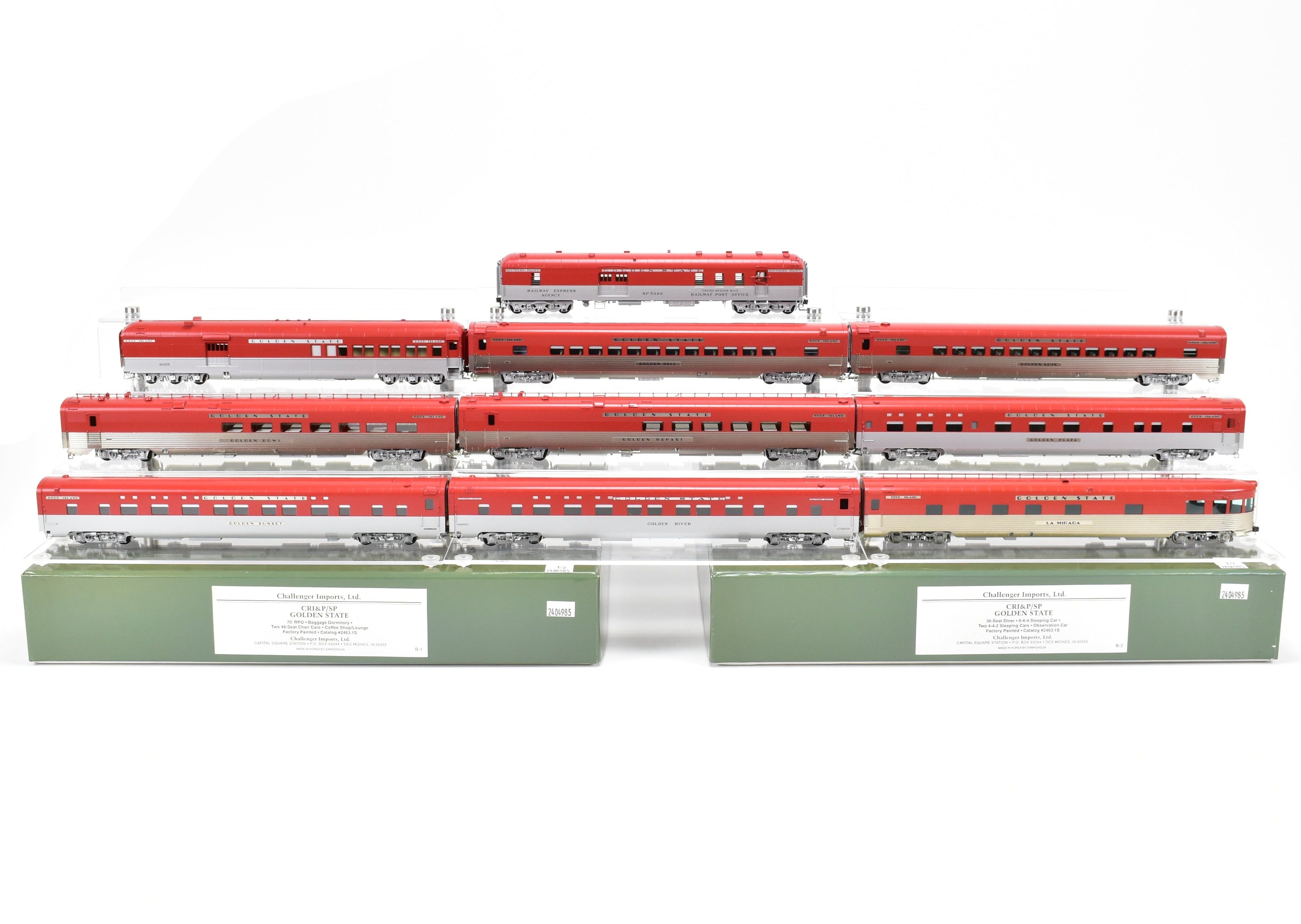 HO Scale Brass Challenger Imports CRI&P/SP 10-Car Passenger Train Set Factory Painted - Incomplete, Rock Island and Southern Pacific Golden State Edition