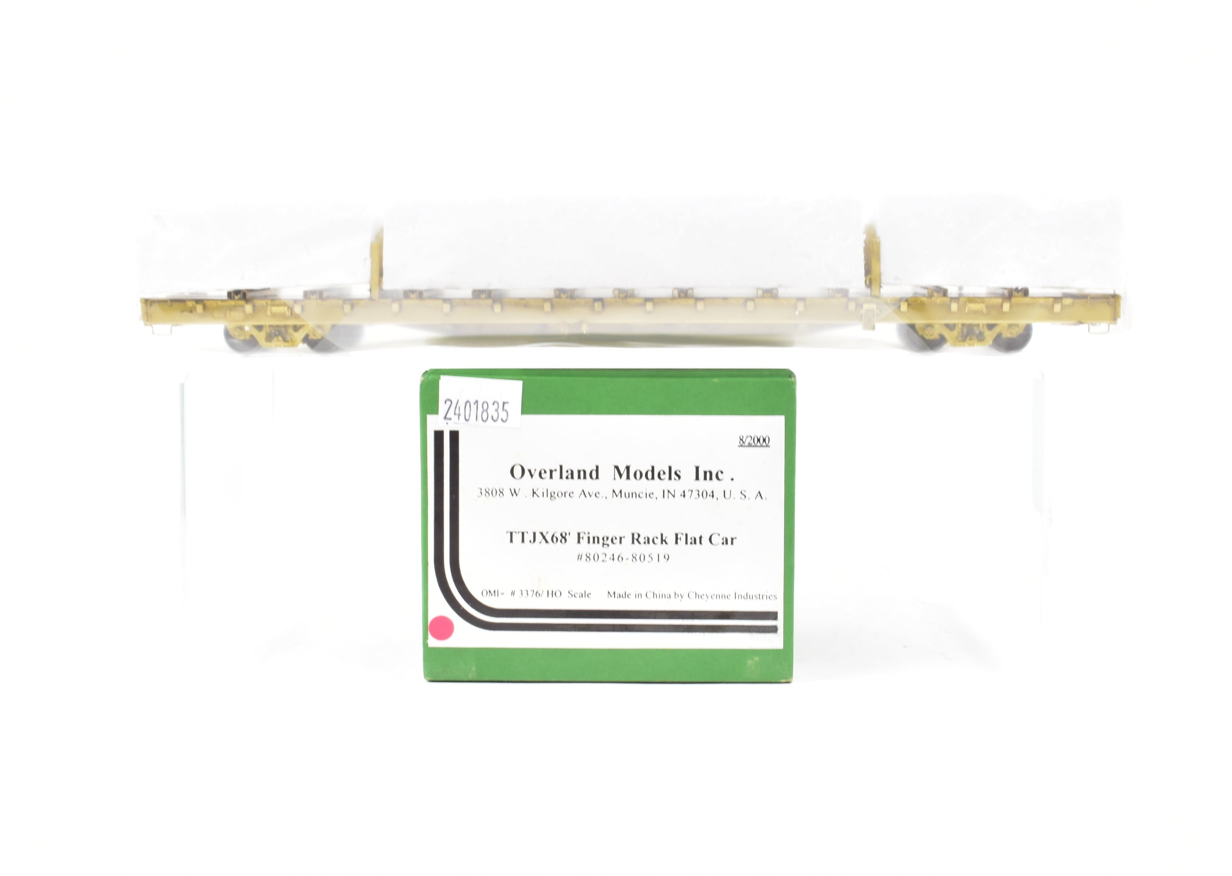 HO Scale Brass OMI - Overland Models, Inc. 68-Foot Finger Rack Flat Car Models for Various Railroads, Numbered from 80246 to 80519