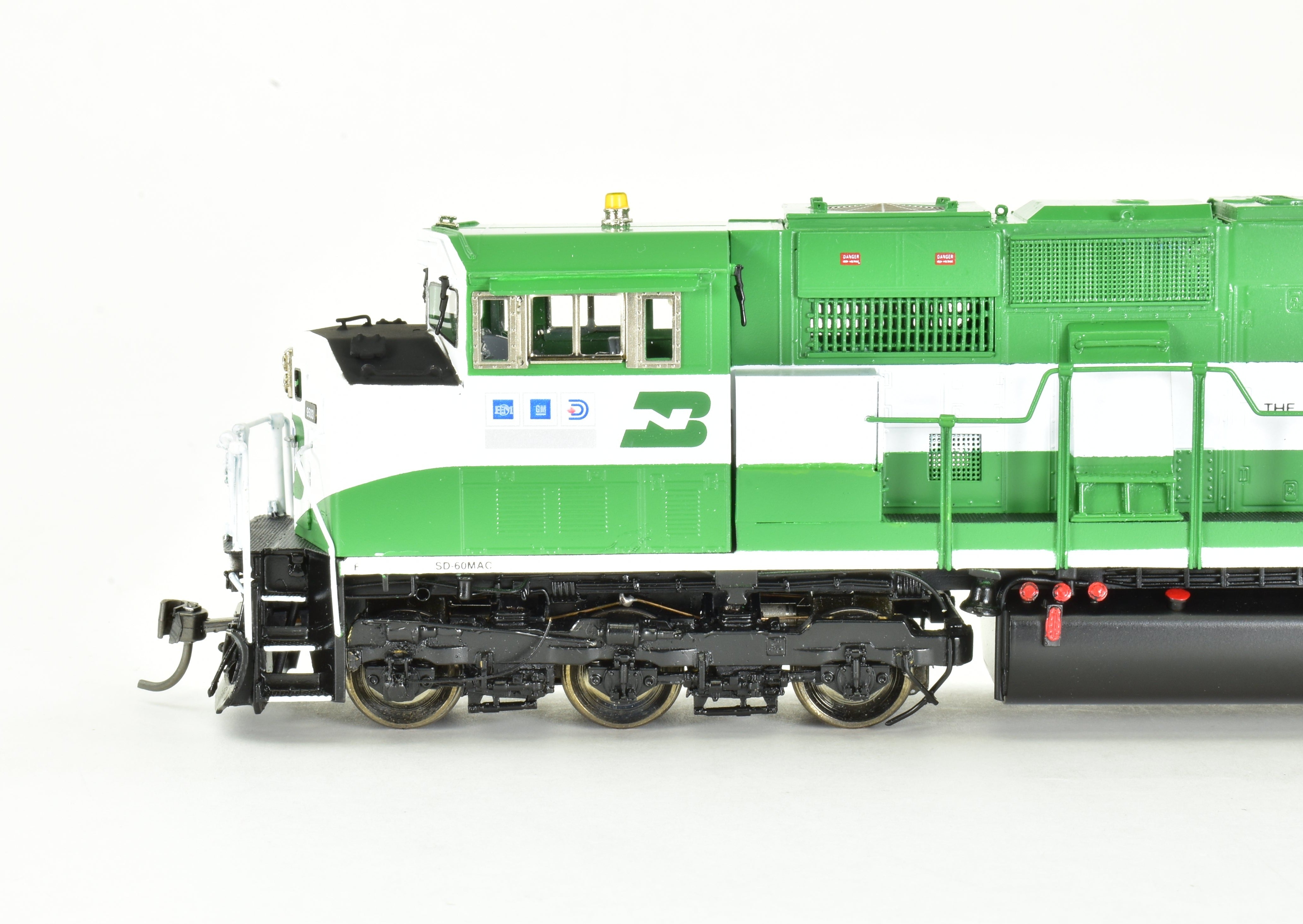 HO Scale Brass Locomotive Model - Overland Models, Inc. Burlington Northern SD60MAC FP No. 9503 with HTCR Trucks
