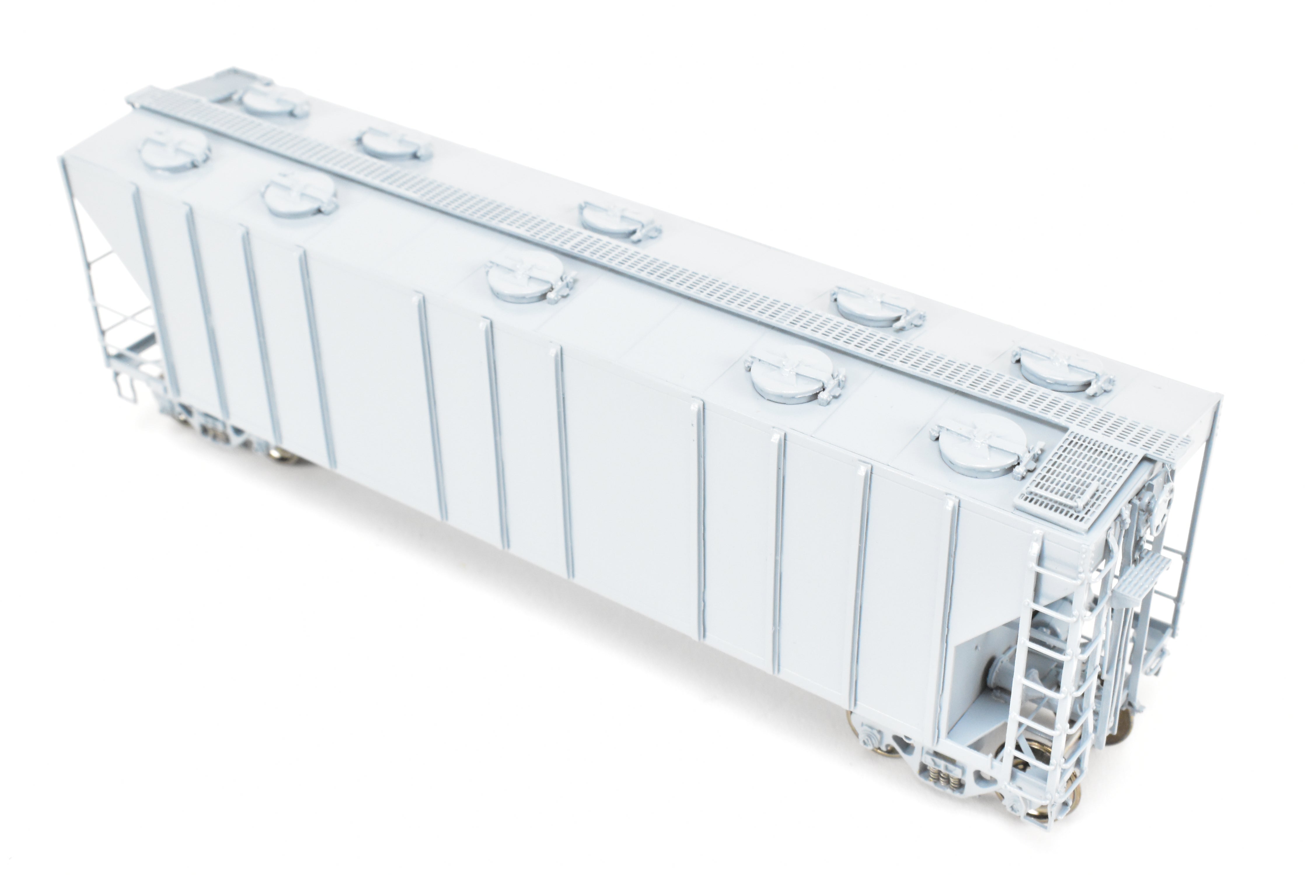 HO Brass OMI PS-2 Central Discharge Covered Hopper Car, Scalecoat #20 Gray Unlettered