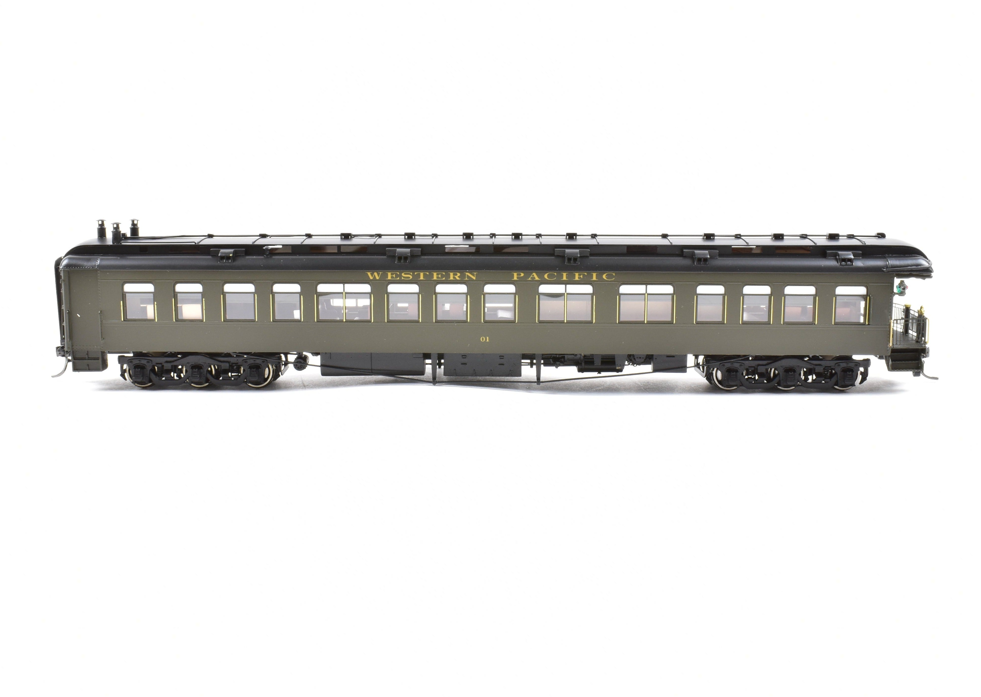High - Quality HO Scale New Brass Model of North Bank Line Western Pacific Business Car #01 in Pullman Green