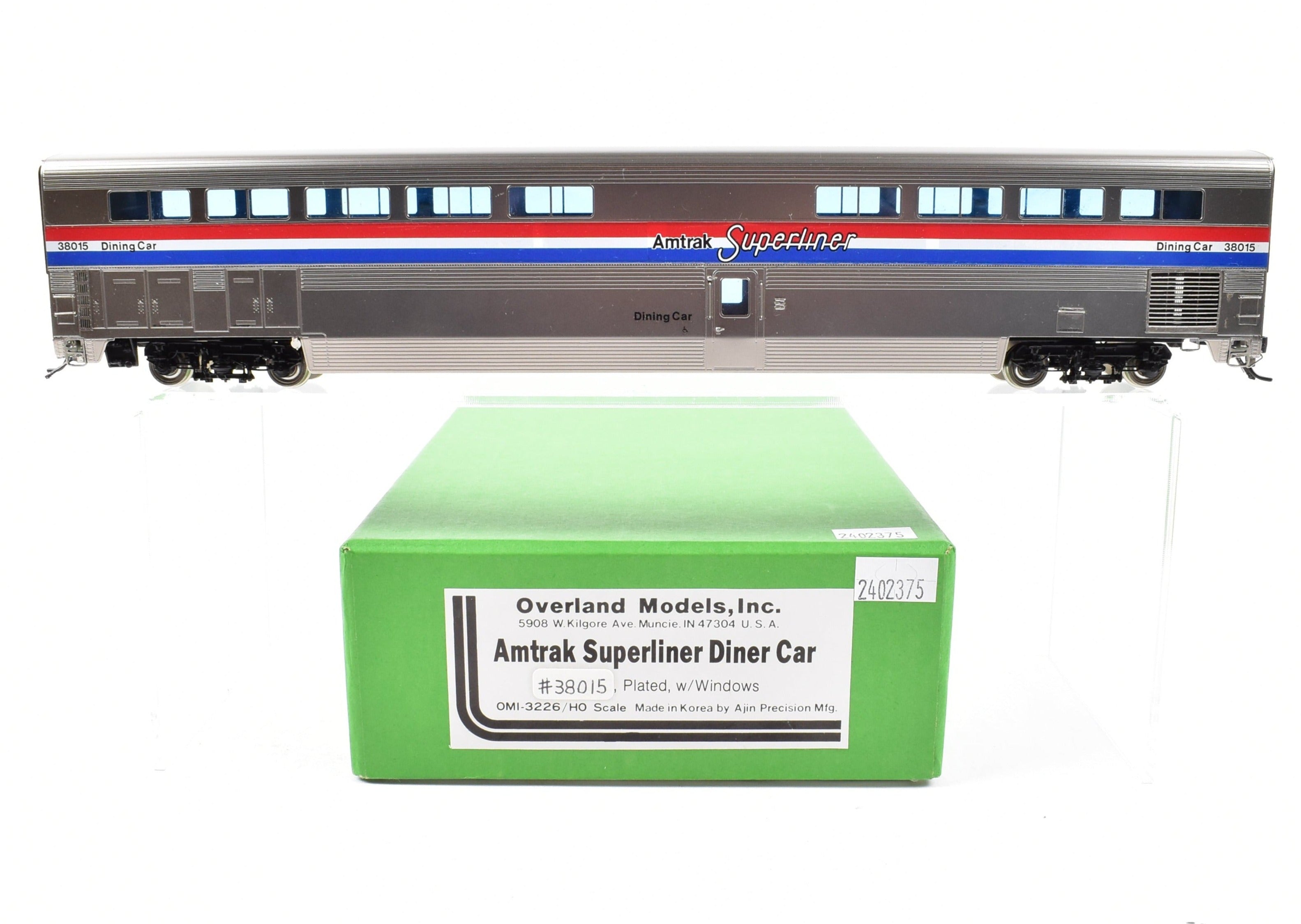 HO Scale Brass Amtrak Superliner Dining Car Model by Overland Models, Inc. - Custom Lettered No. 38015 for Western Long - Distance Trains