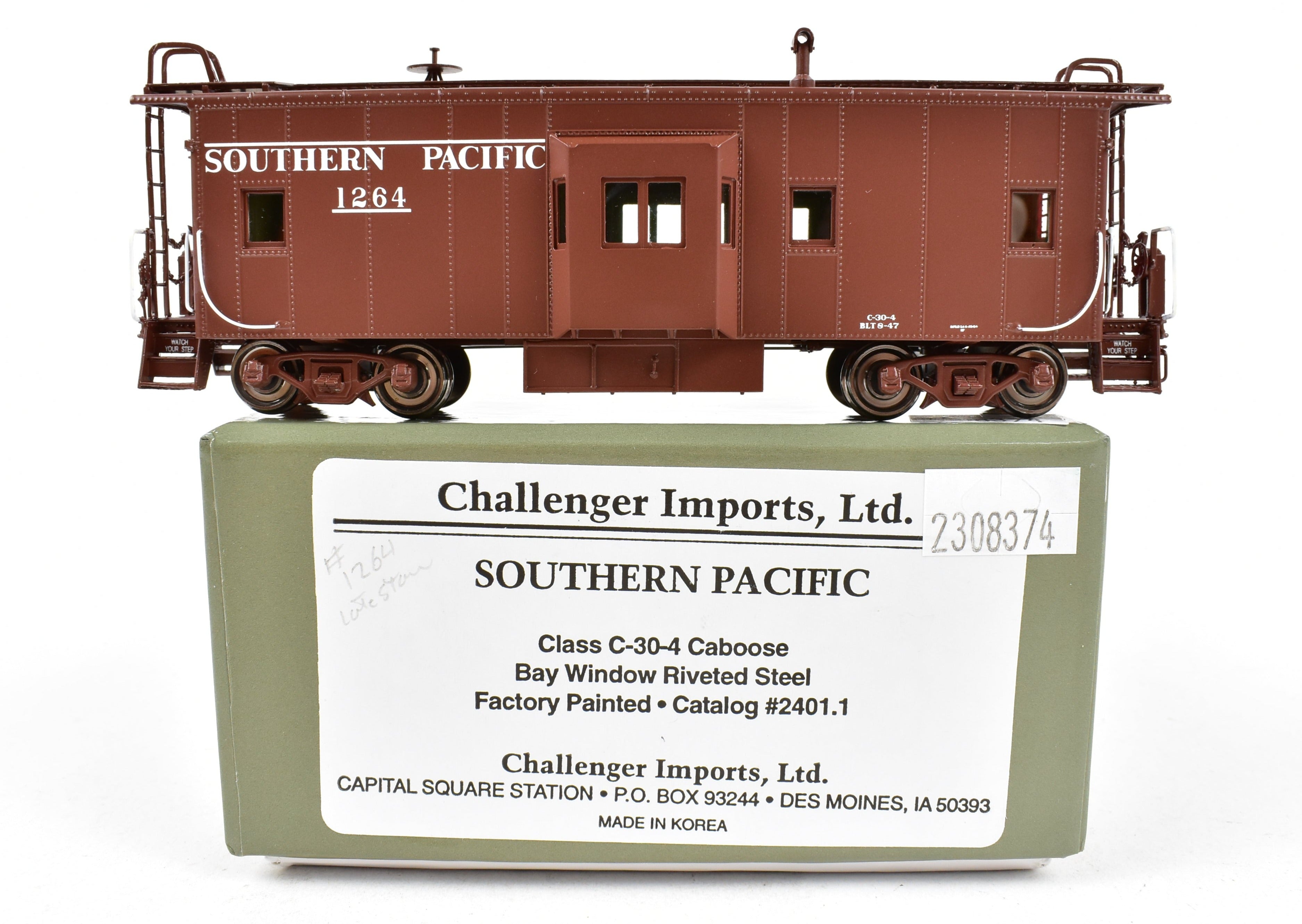 HO Scale Brass Southern Pacific Bay Window Caboose C-30-4 FP No. 1264 by Challenger Imports