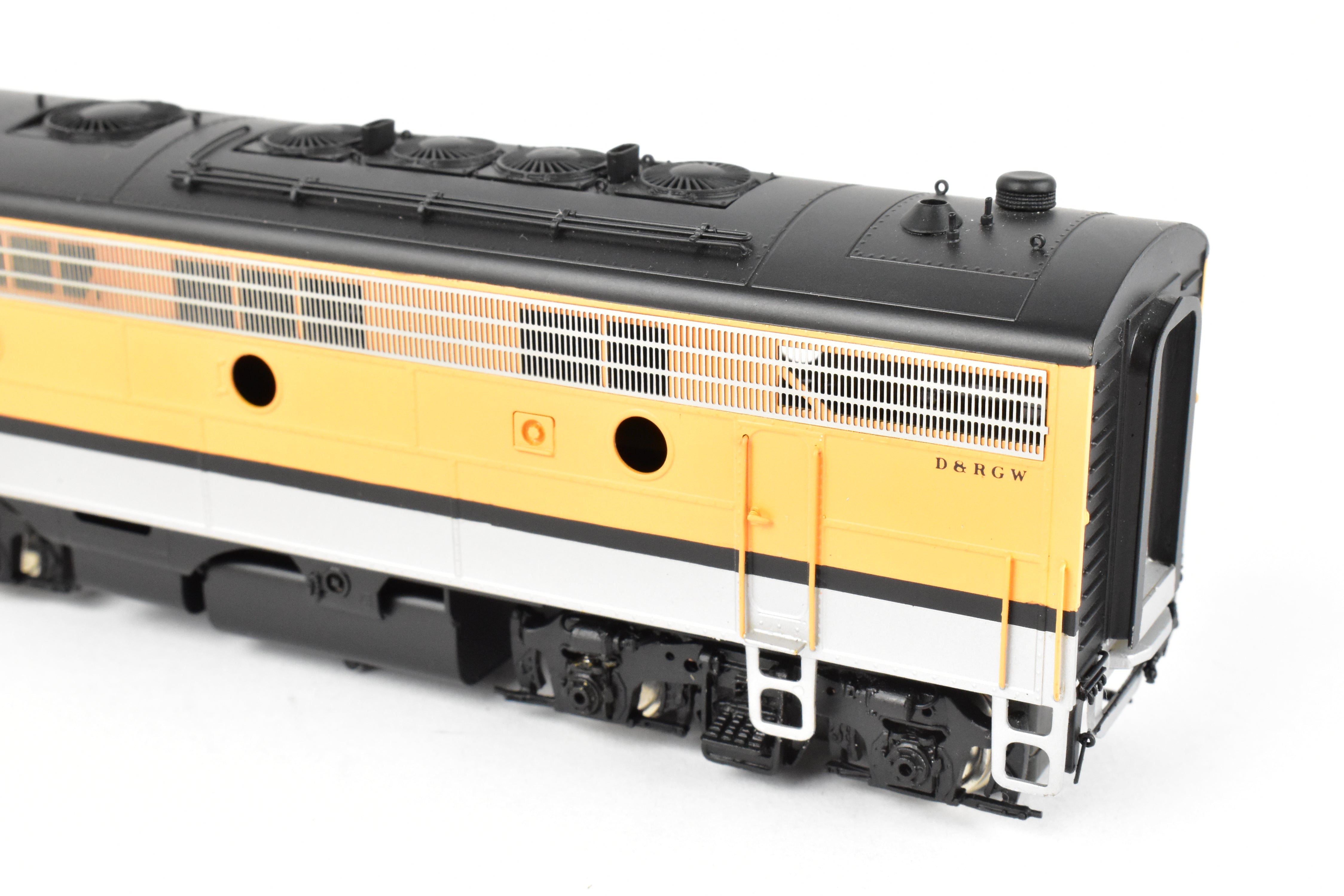 HO Scale Brass Model Train - Oriental Limited D&RGW Rio Grande EMD F9 A/B/B Set with 1750 HP Each and Factory Painted Finish