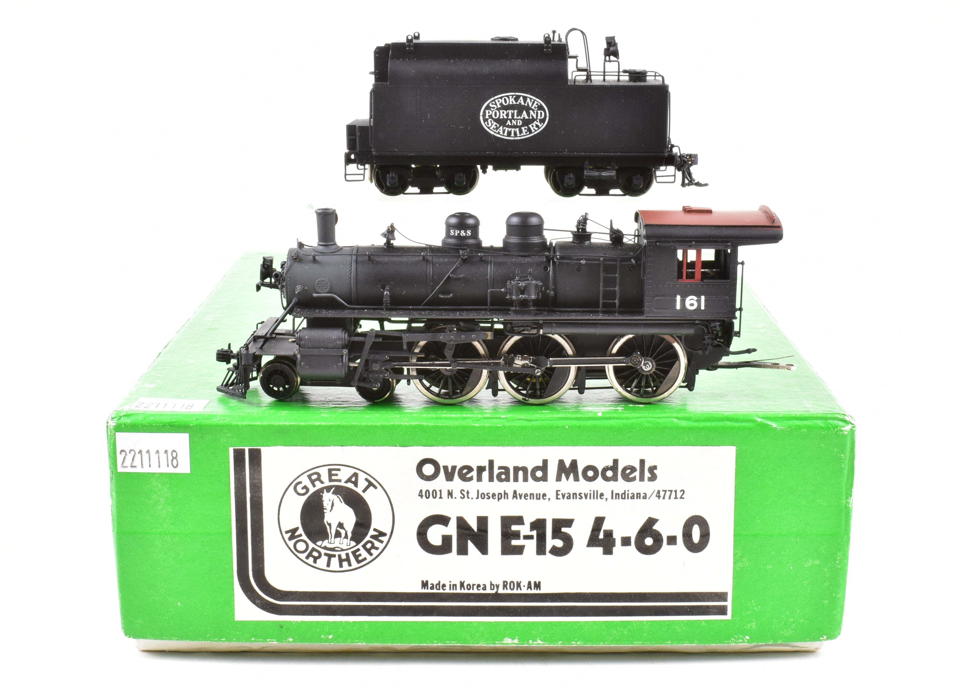 HO Scale Brass Model Train by Overland Models Inc. - Great Northern 4-6-0 E-15 Custom Painted for Spokane Portland & Seattle