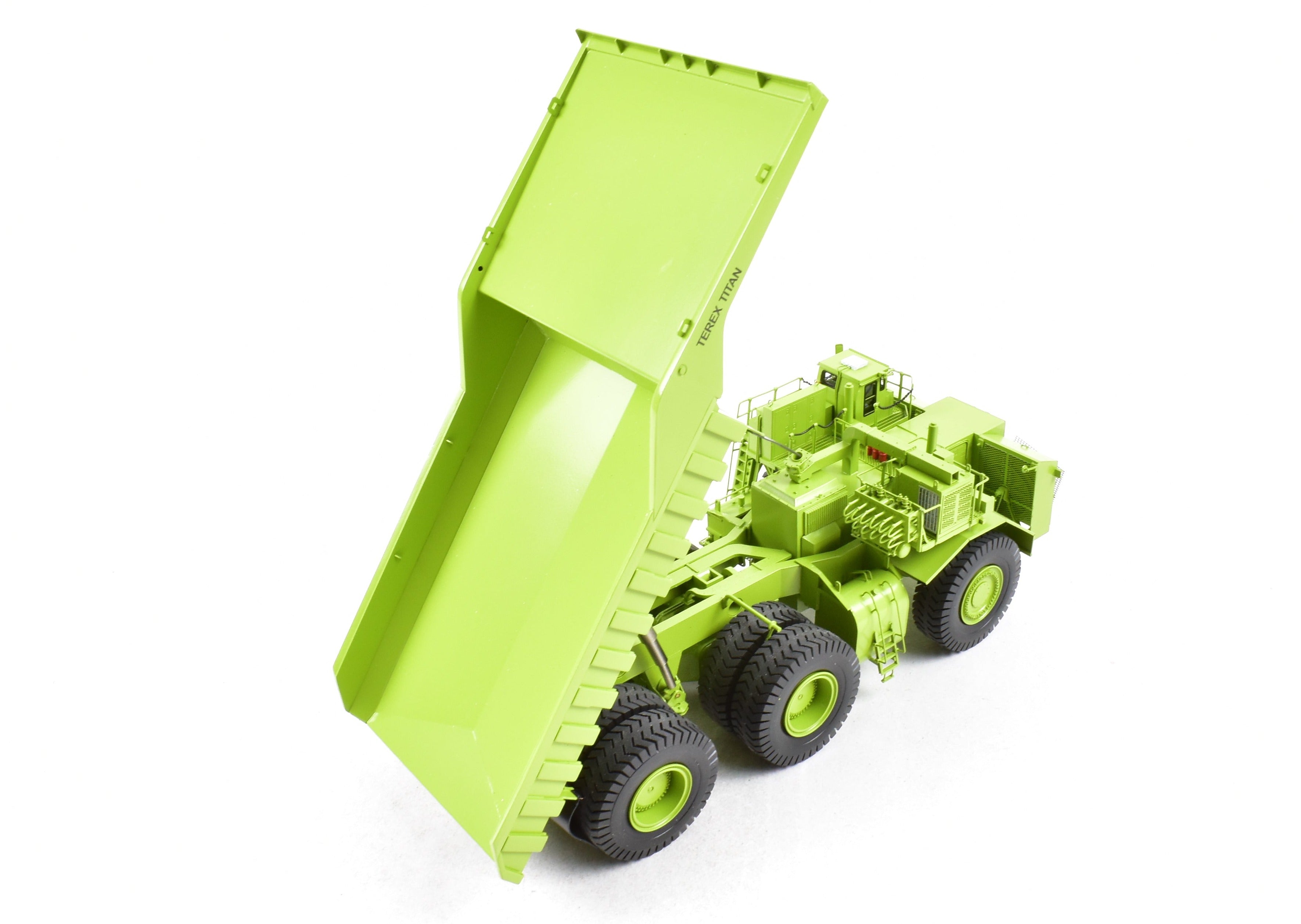 High - Quality HO Scale Brass Construction EMD Models Terex Titan 33 - 19 Hauler in Factory - Painted FP Green, A Rare and Sought - After Collectible Model