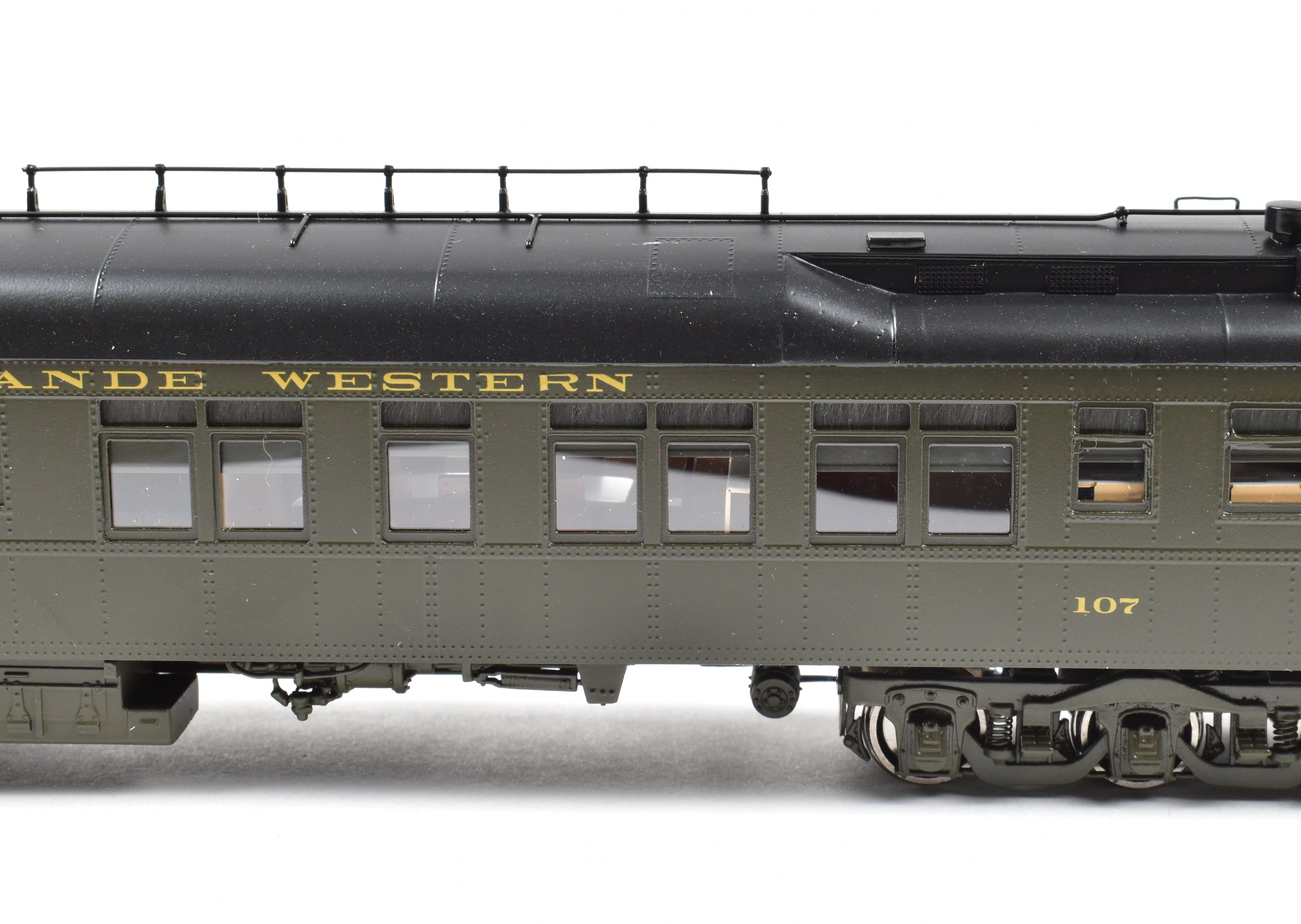 HO NEW Brass North Bank Line D&RGW 107 Business Car in Pullman Green (1951 - 1955)