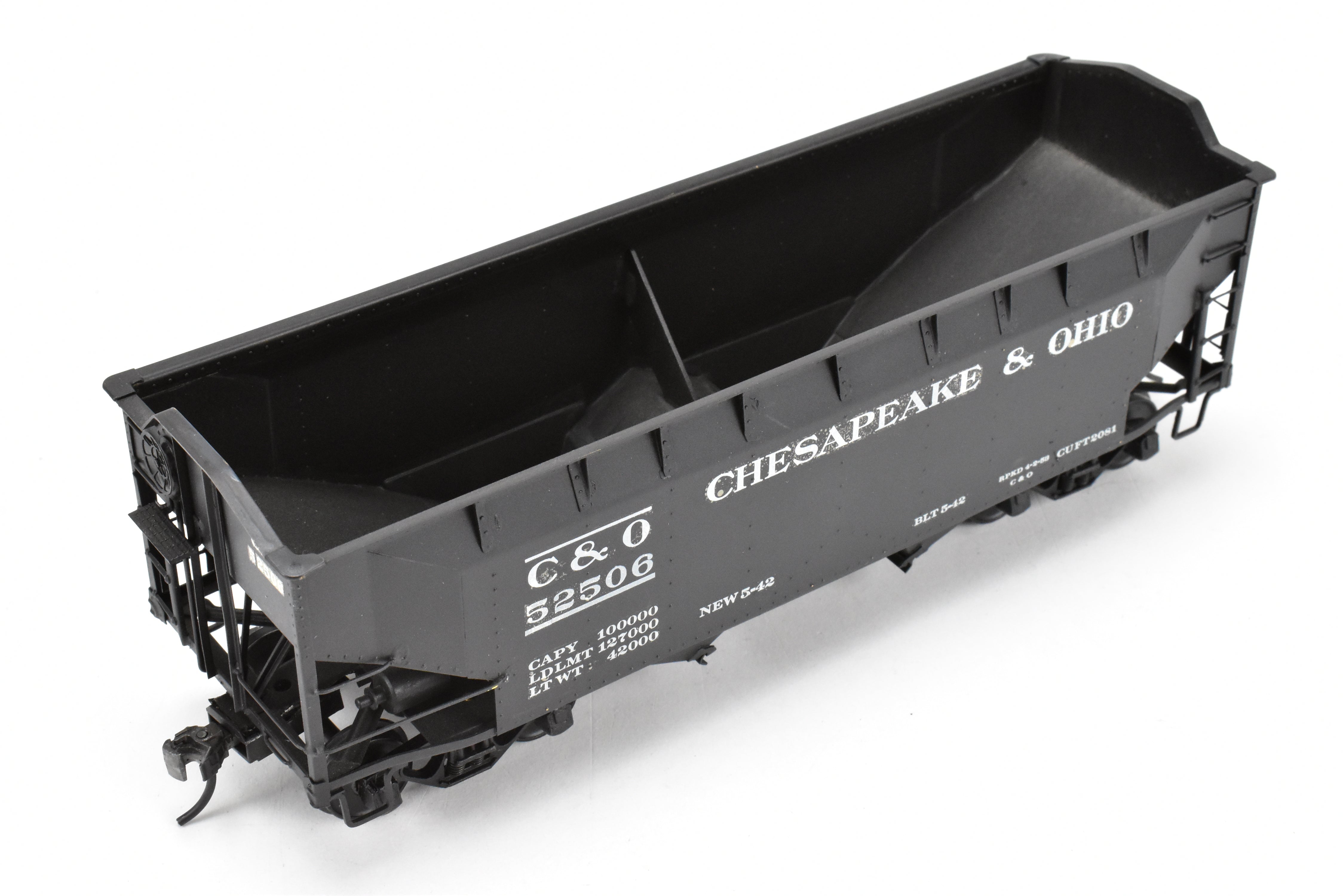 O Scale Model Train - Brass US Hobbies C&O (Chesapeake & Ohio) Offset Side Twin Hopper with Peaked Ends, CP No. 52506