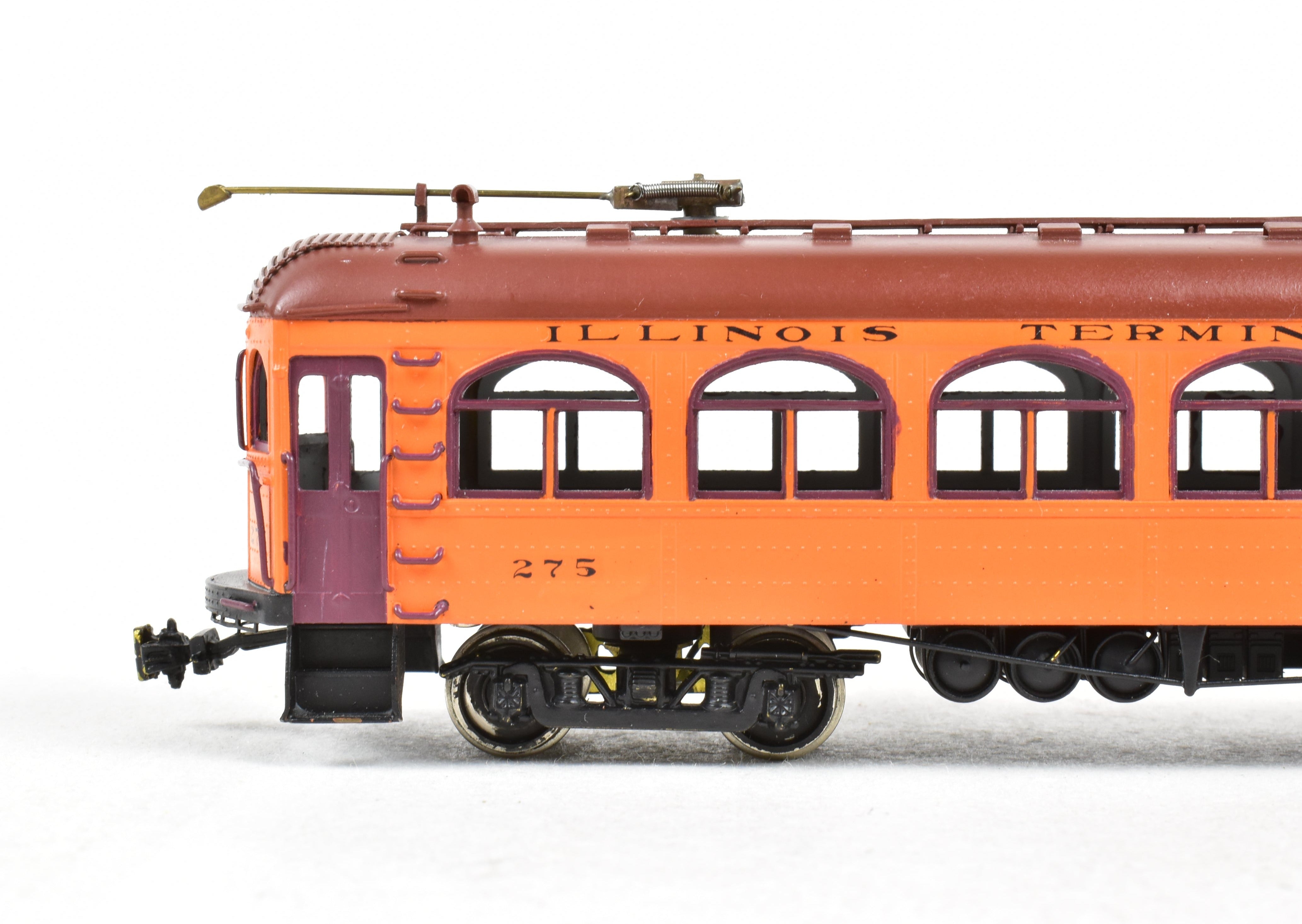 HO Scale Brass Illinois Traction Tangerine Flyer Powered Combine Model #275 by GSB Rail Associates with Custom Painting