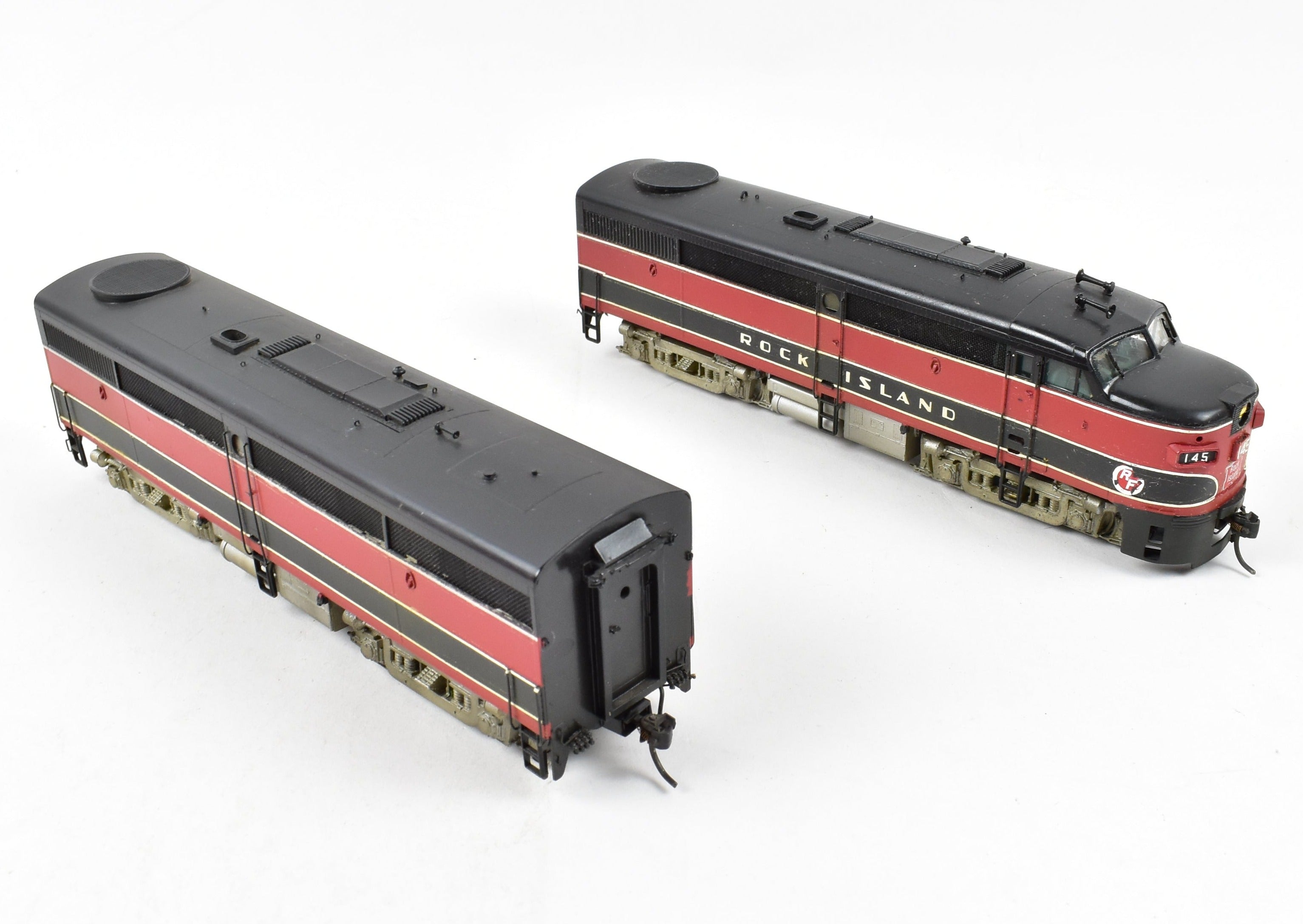 HO Scale Brass Model Train Key Imports CRI&P - Rock Island l ALCO FA-1/FB-1 Set Phase II CP and Weathered Version No. 145