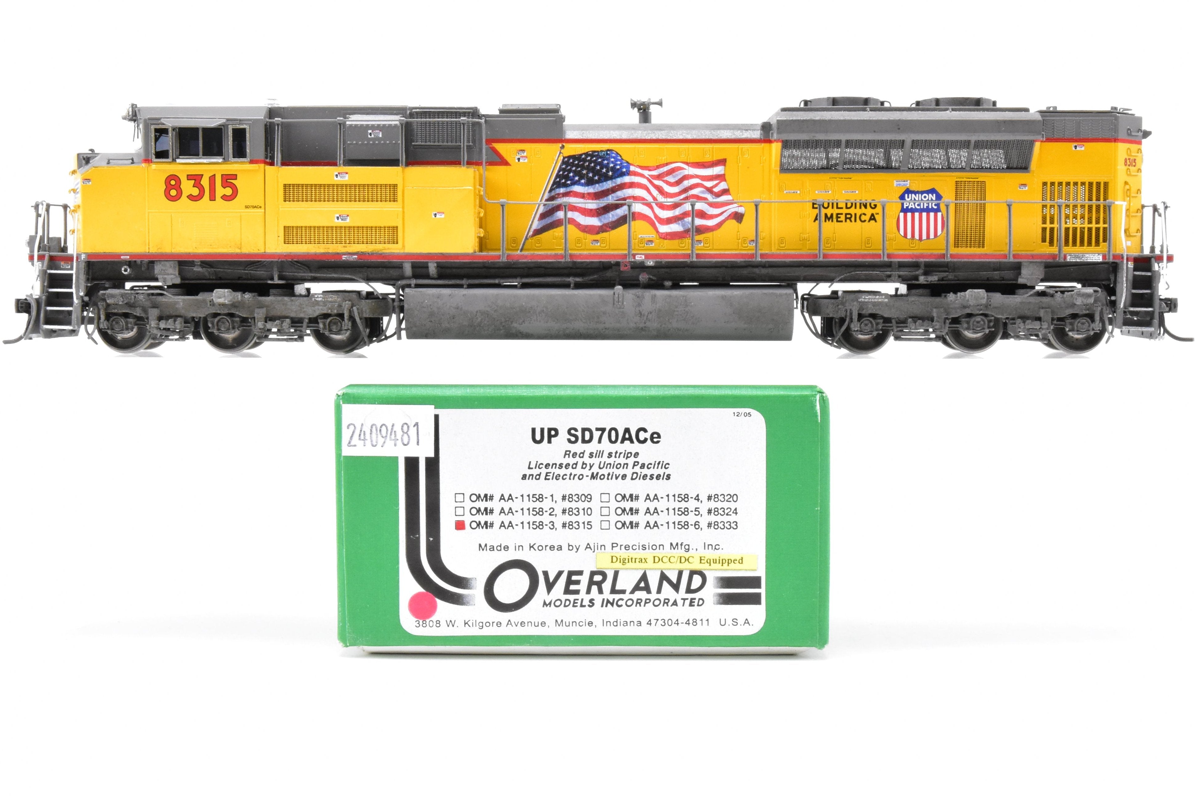 HO Brass OMI - Overland Models Inc Union Pacific EMD SD - 70ACe FP #8315 with Digitrax DCC & Light Weathering