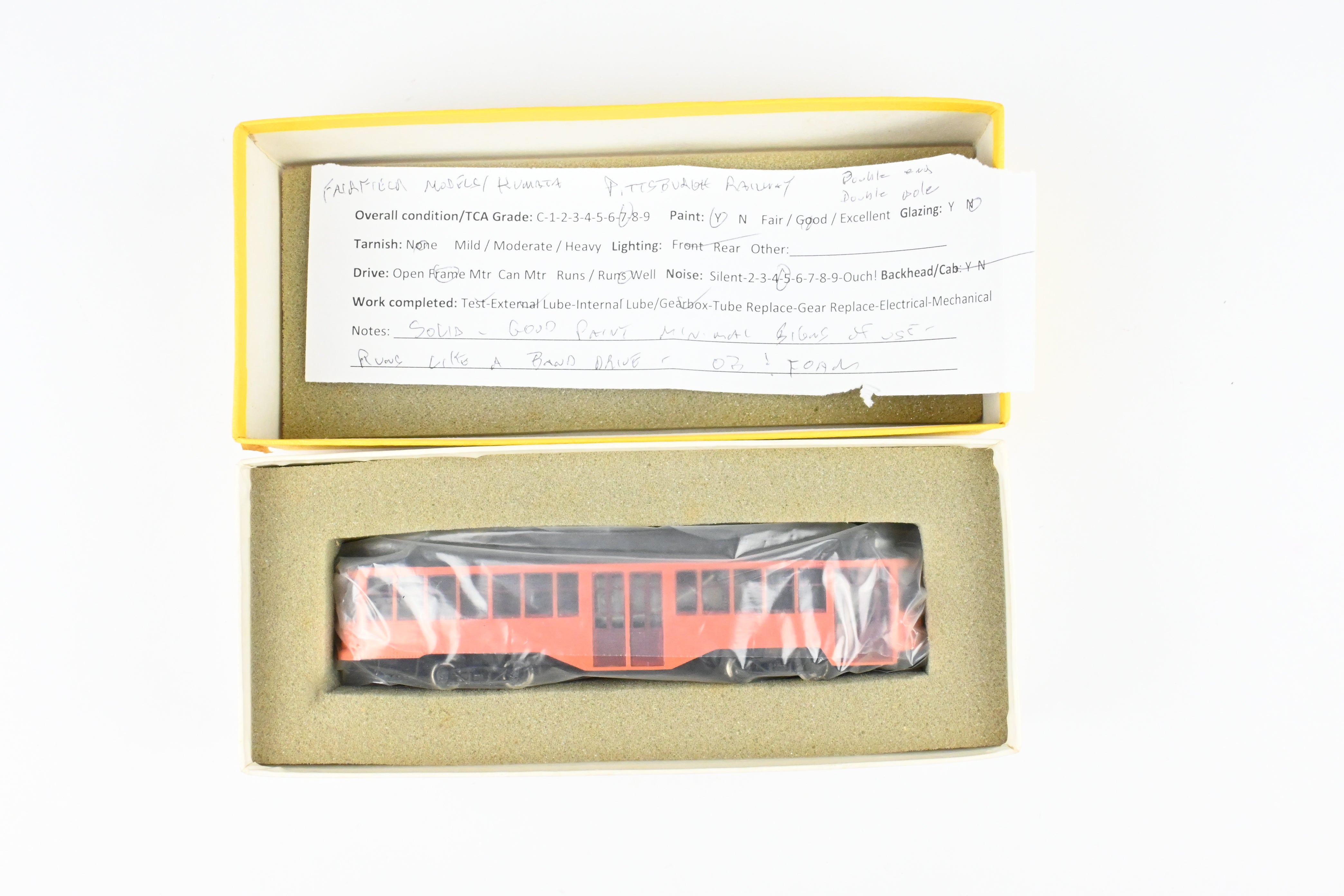 HO Scale Brass Fairfield Pittsburgh Railway Co. Unlettered Double End Trolley