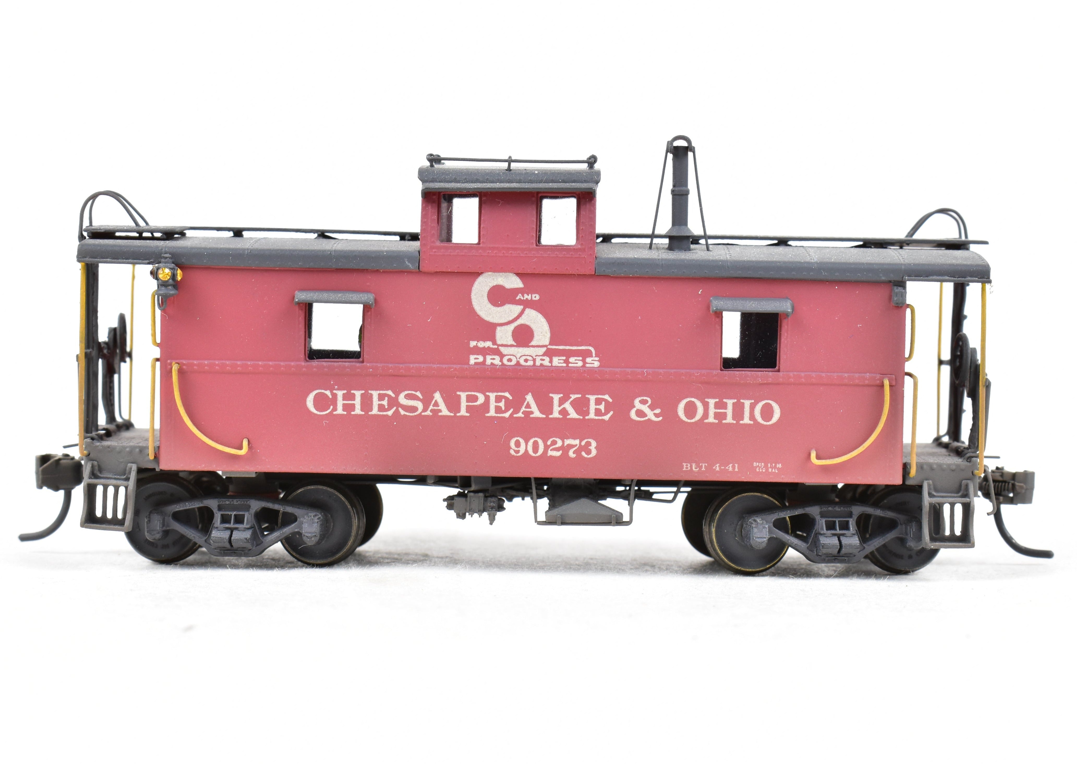HO Scale Brass OMI - Overland Models, Inc. Chesapeake & Ohio (C&O) Steel Caboose from #90200 - 90299 Series, Custom - Painted and Weathered No. 90273 Model Train Collectible