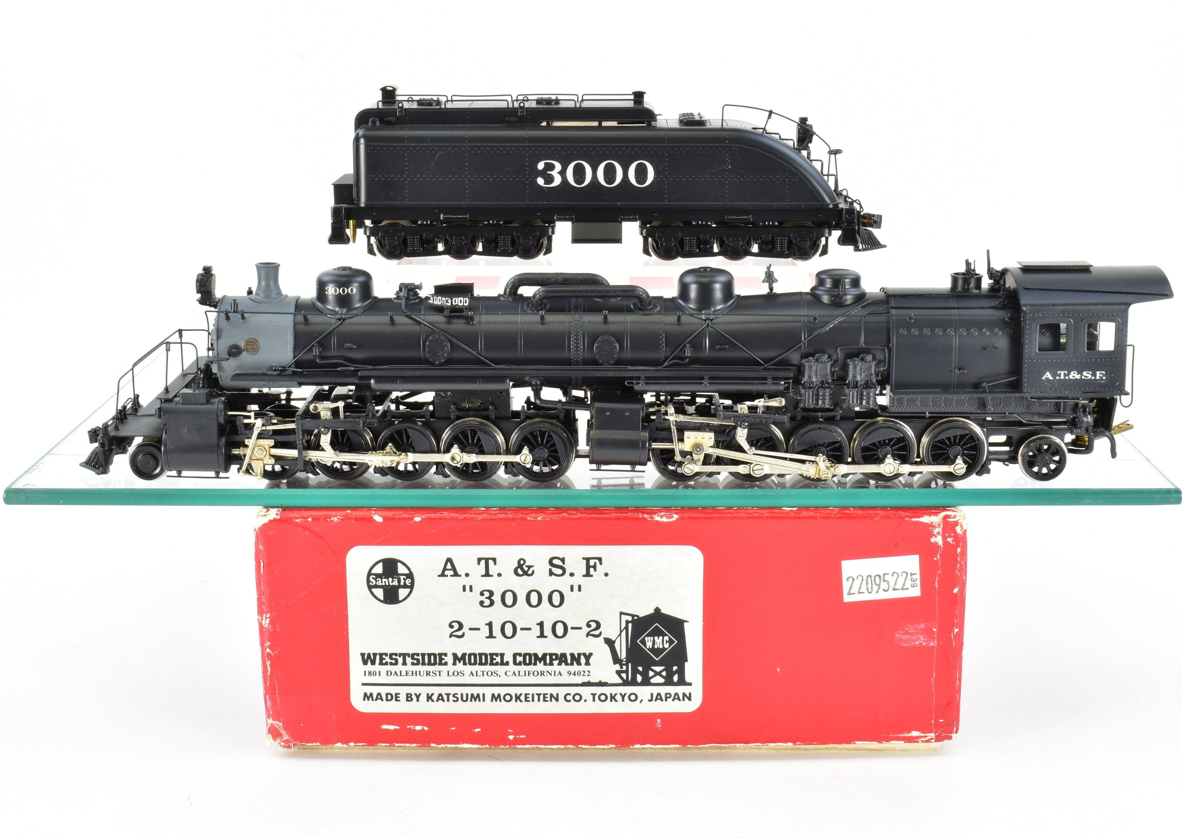 HO Scale Brass Model Train from Westside Model Co. - ATSF Santa Fe 2-10-10-2 Professionally Painted with Run Number 3000