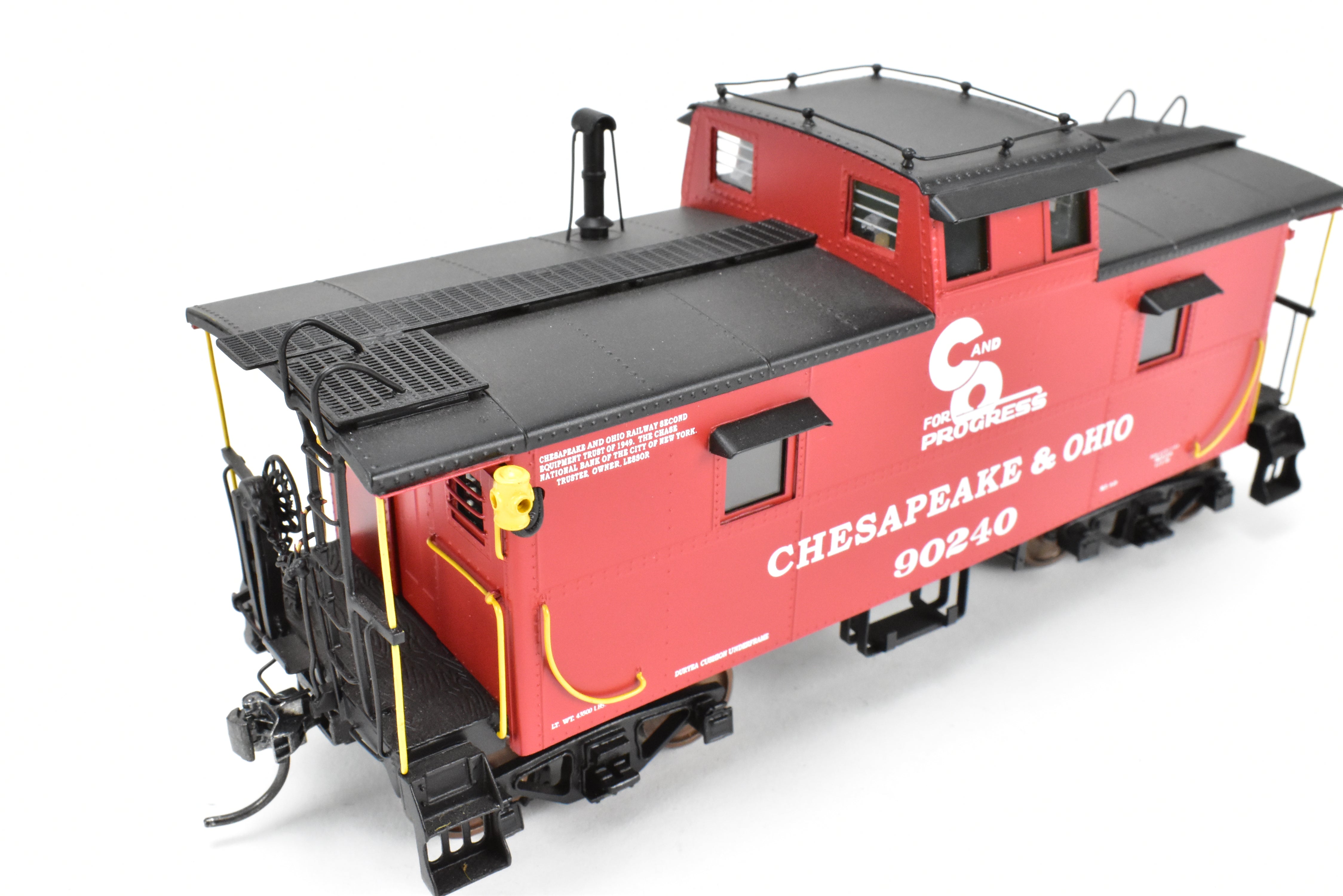 1:48th O Scale Brass Sunset 2-Rail C&O Chesapeake & Ohio Red/Black Steel Caboose #90240