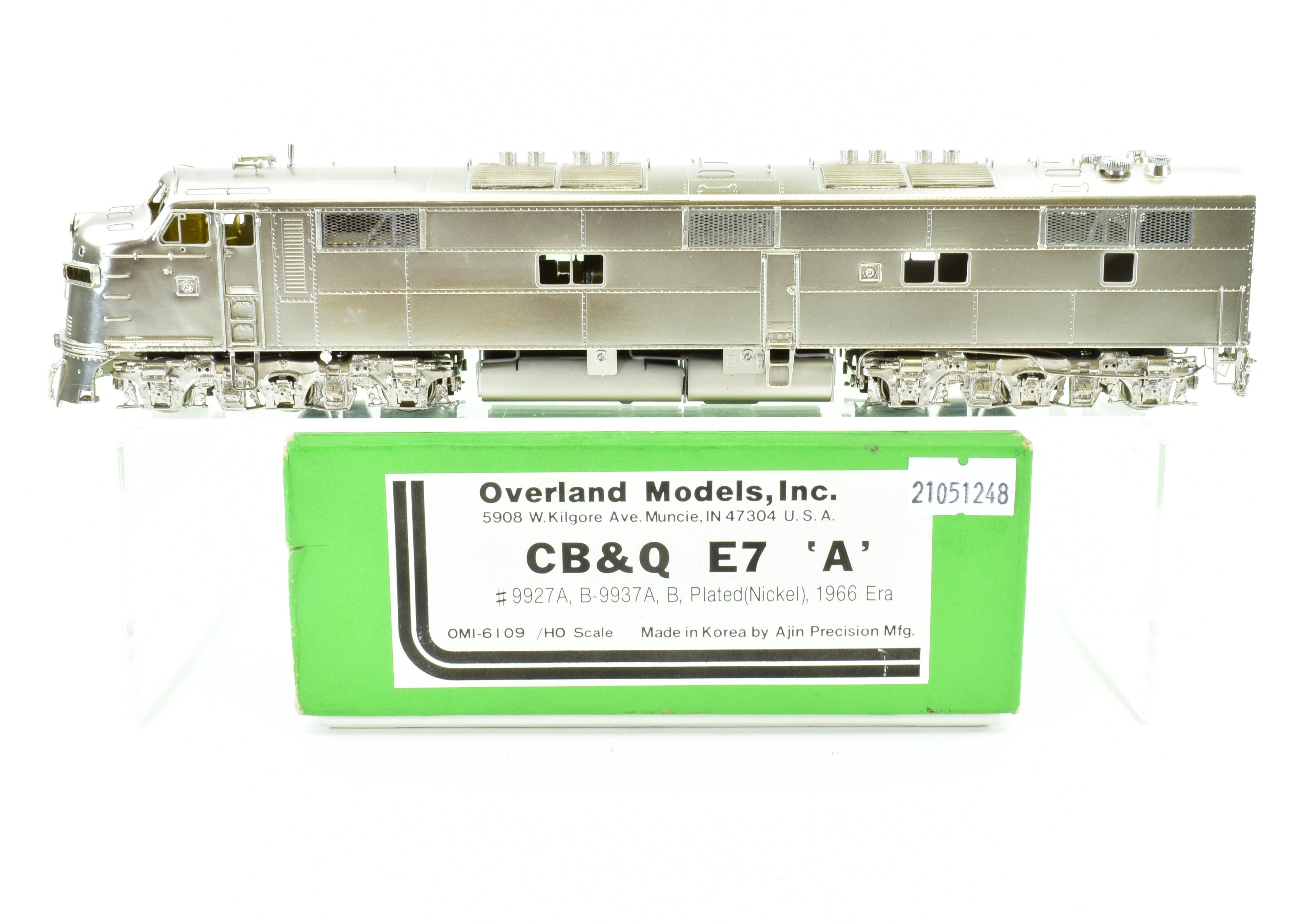 HO Scale Brass Model Train - Overland Models, Inc. CB&Q - Burlington Route EMD E7A Factory Plated Locomotive from 1966 Era