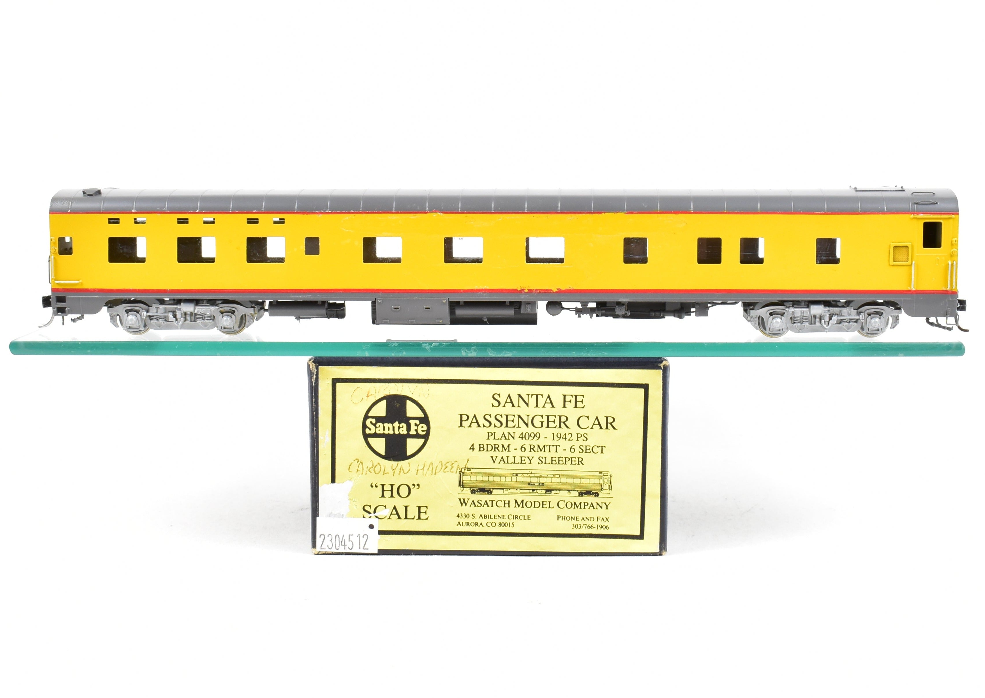 High - Quality HO Scale Brass Model Train Sleeper by Wasatch Model Co., ATSF - Santa Fe Valley Design Painted as UP - Union Pacific American Series Sleeper