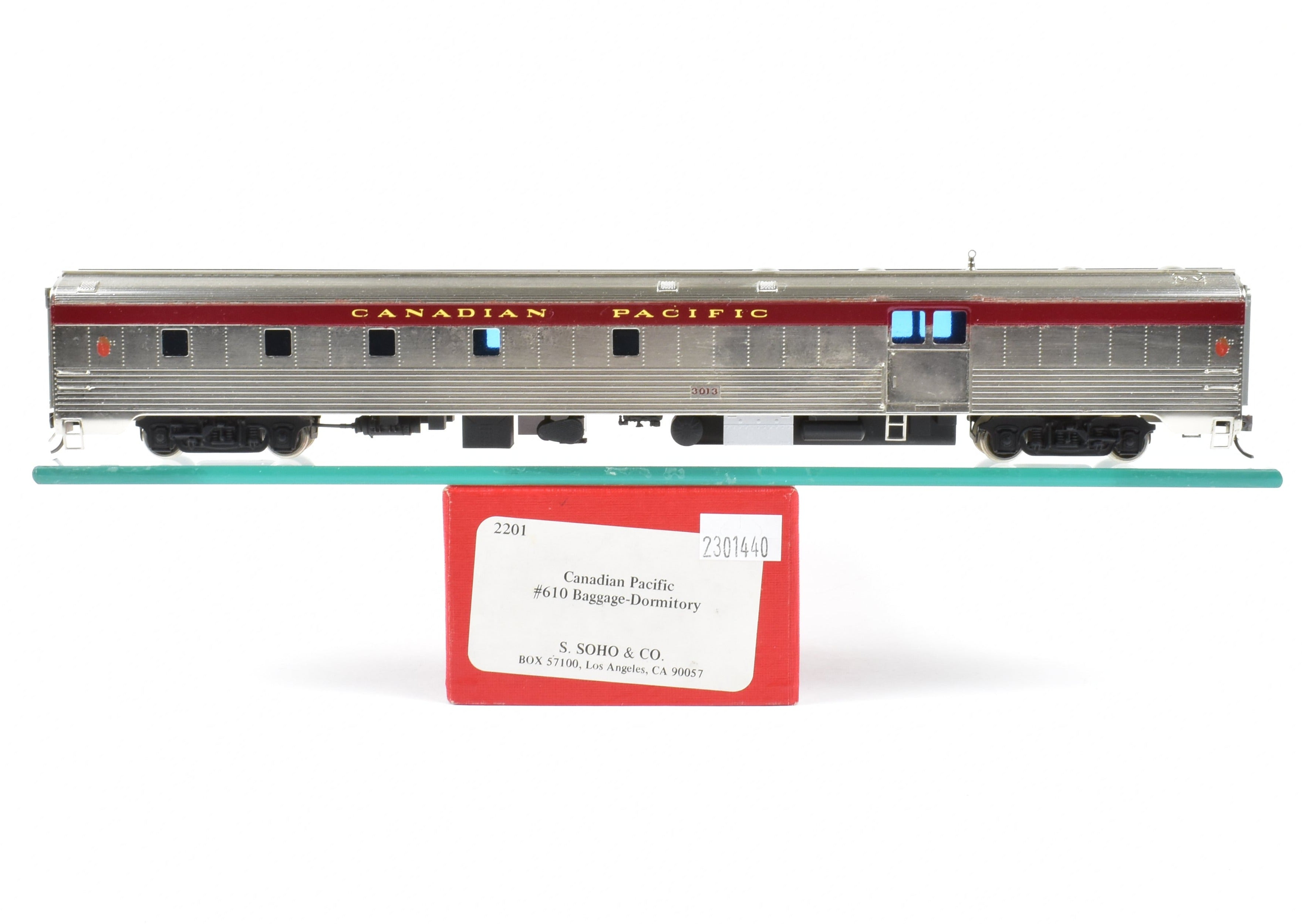 HO Scale Brass Model of Canadian Pacific Railroad #610 Lightweight Baggage Dormitory Custom Finished by S. Soho & Co.