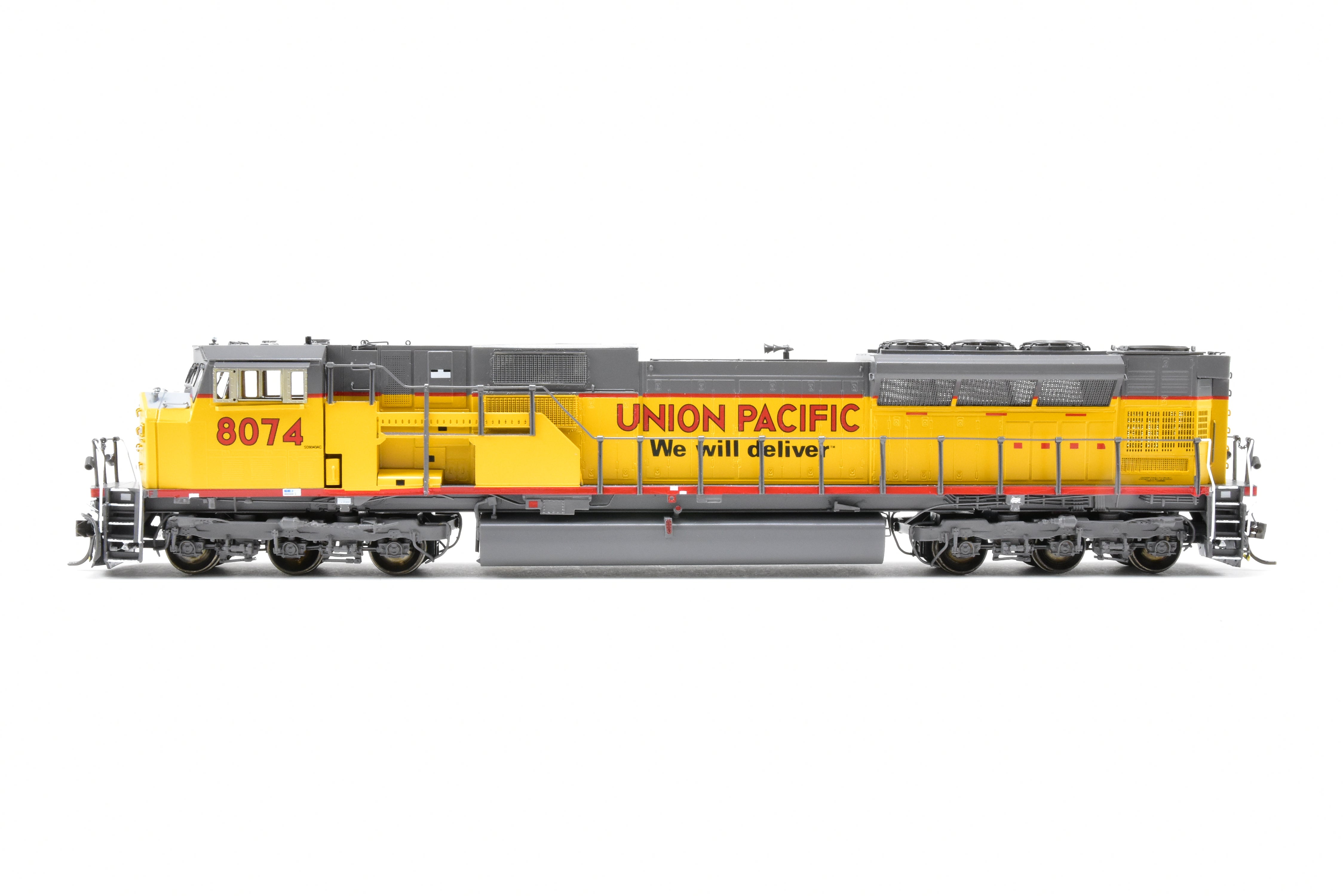 HO Scale Brass Union Pacific EMD SD90/43M Model Train with 'We Will Deliver' Slogan, FP #8074 by Overland Models, Inc.