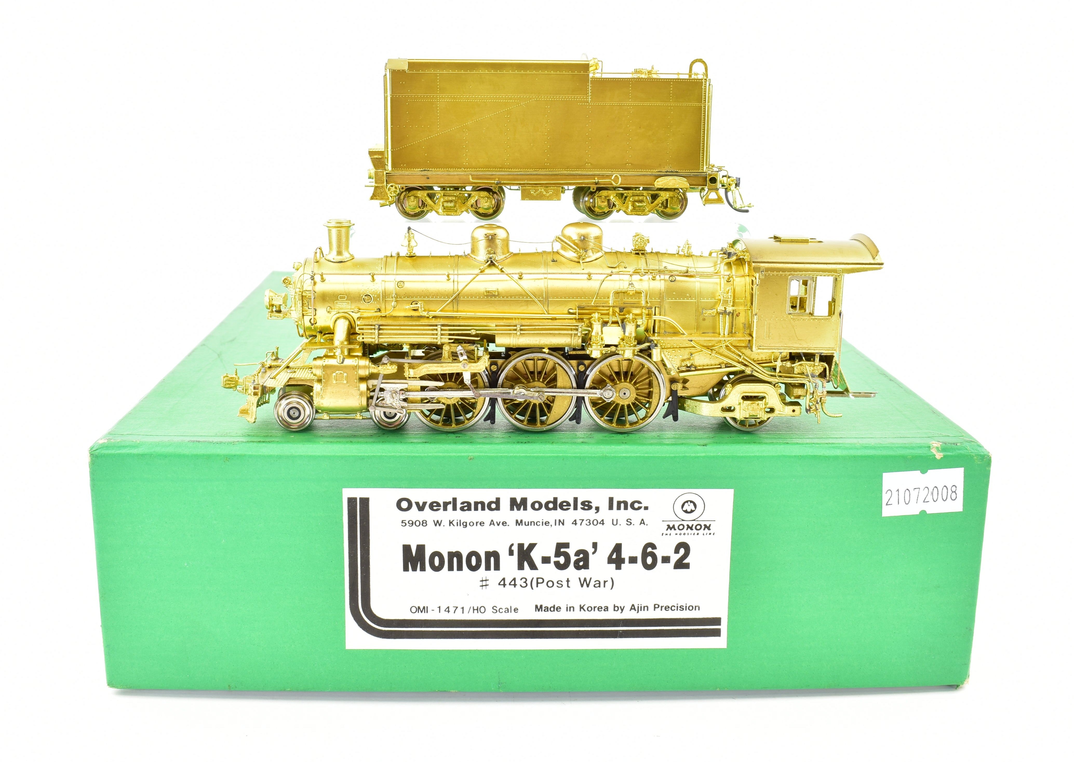 HO Scale Brass Model Train - Overland Models' Monon K - 5a 4 - 6 - 2 Pacific Locomotive by Ajin Precision