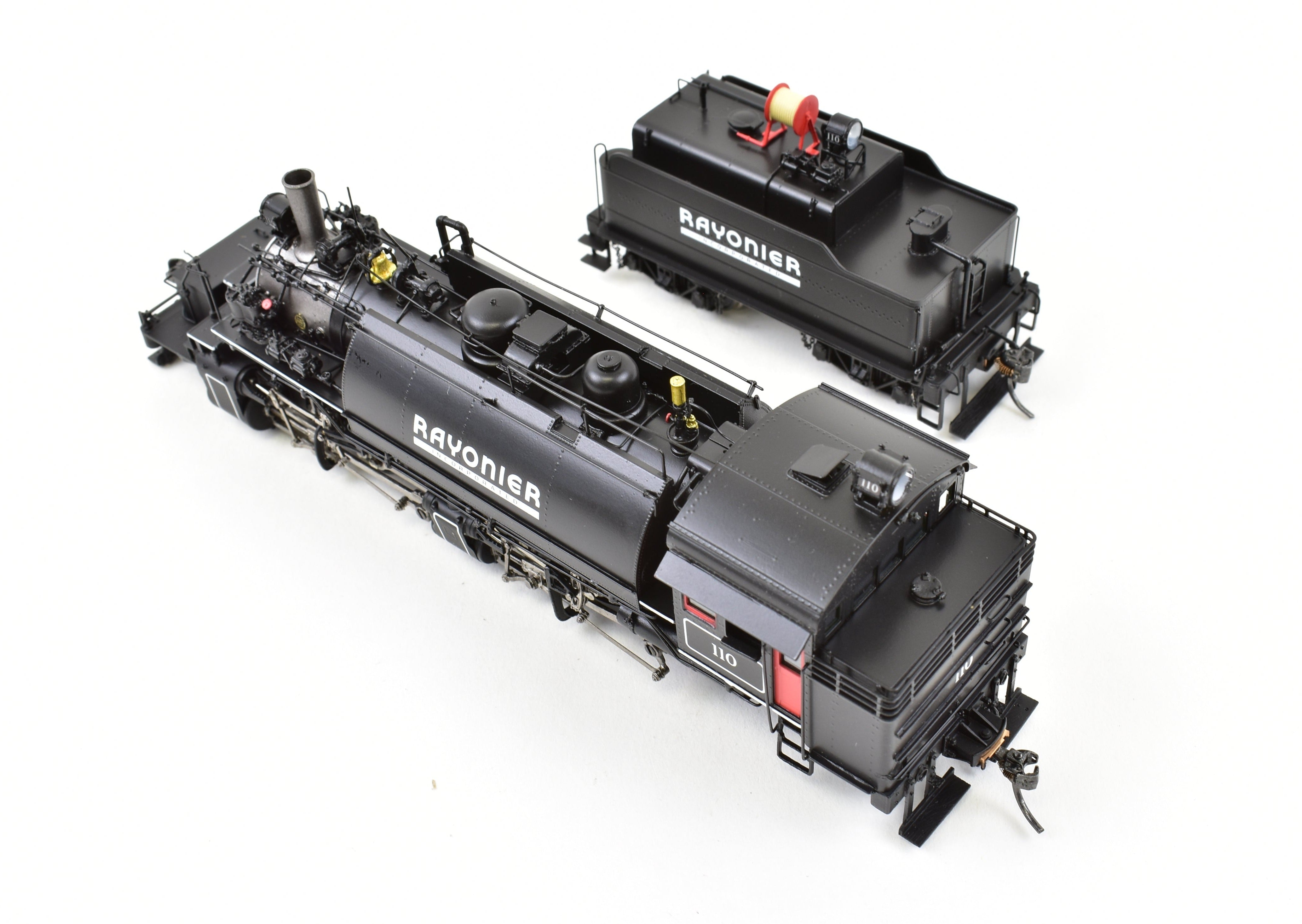 High - Quality HO Scale Brass Division Point (DVP) Baldwin Logging Mallet Steam Locomotive #110 2 - 6 - 6 - 2T with Auxiliary Tender - The Last Available Model from Rayonier Incorporated