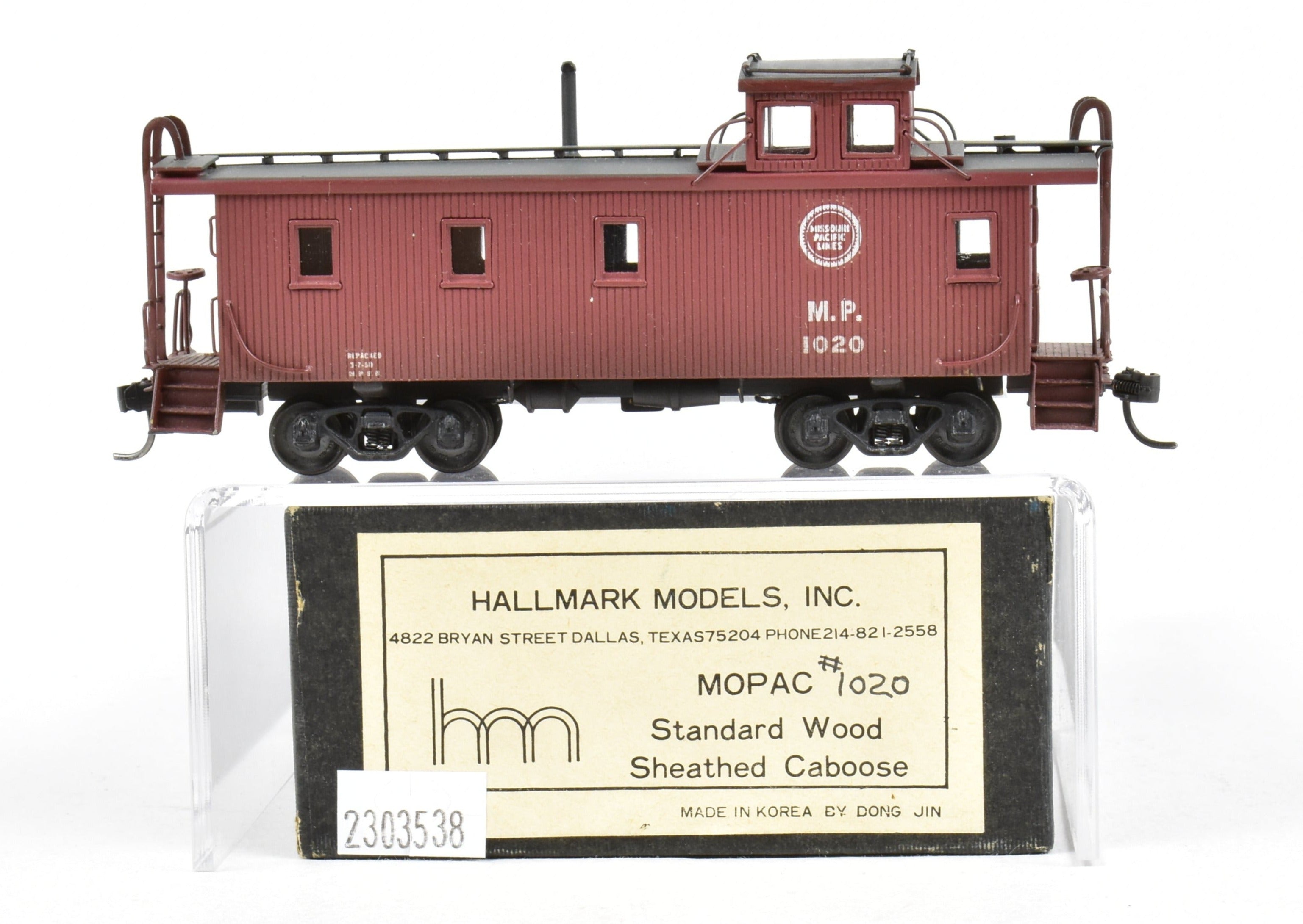 Hallmark Models HO Brass Missouri Pacific Wood Sheathed Caboose No. 1020, Painted