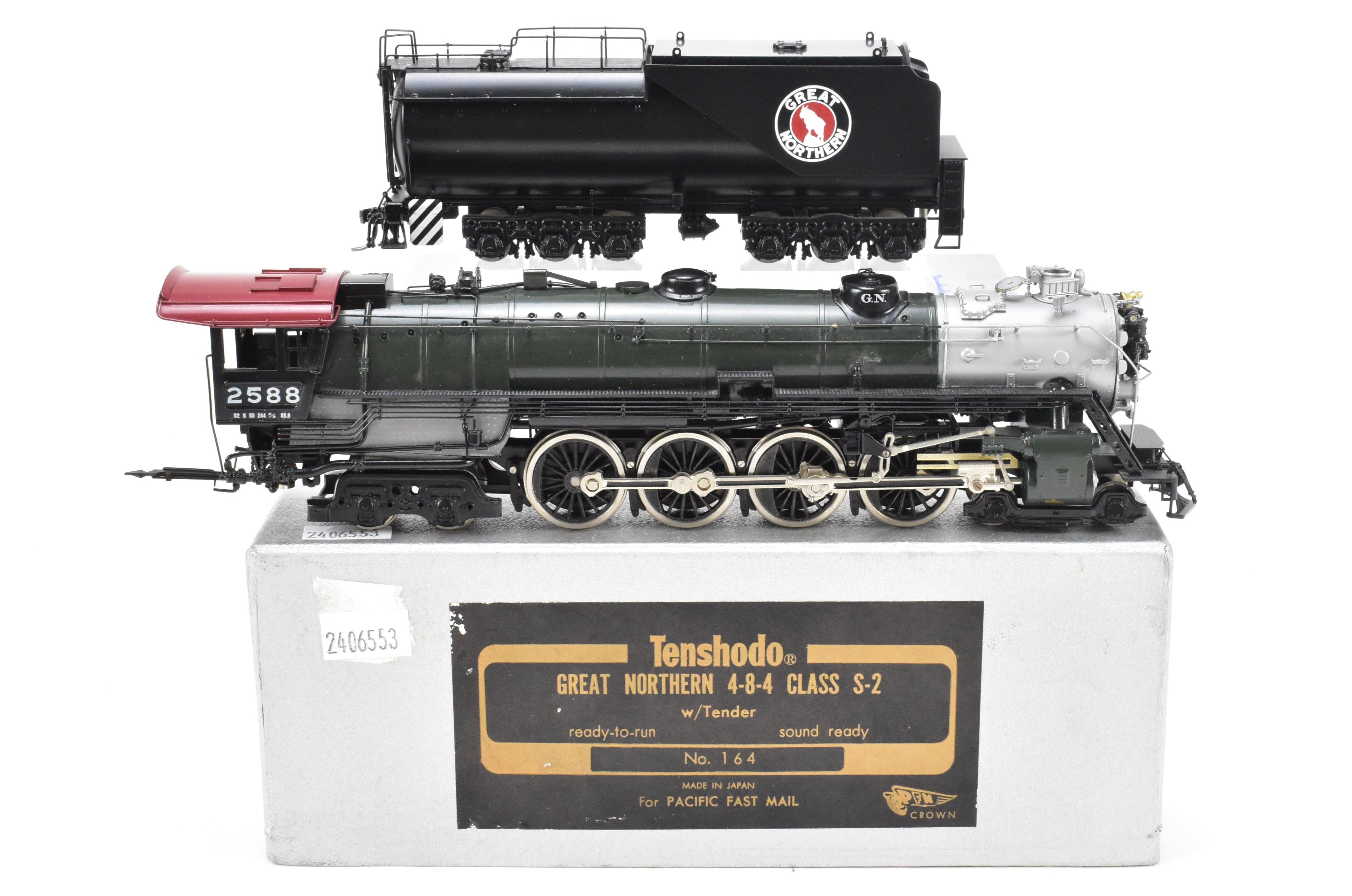 HO Scale Brass Tenshodo GN - Great Northern 4-8-4 Class S-2 Factory Painted Crown Model from the 1976 Production Run #2588
