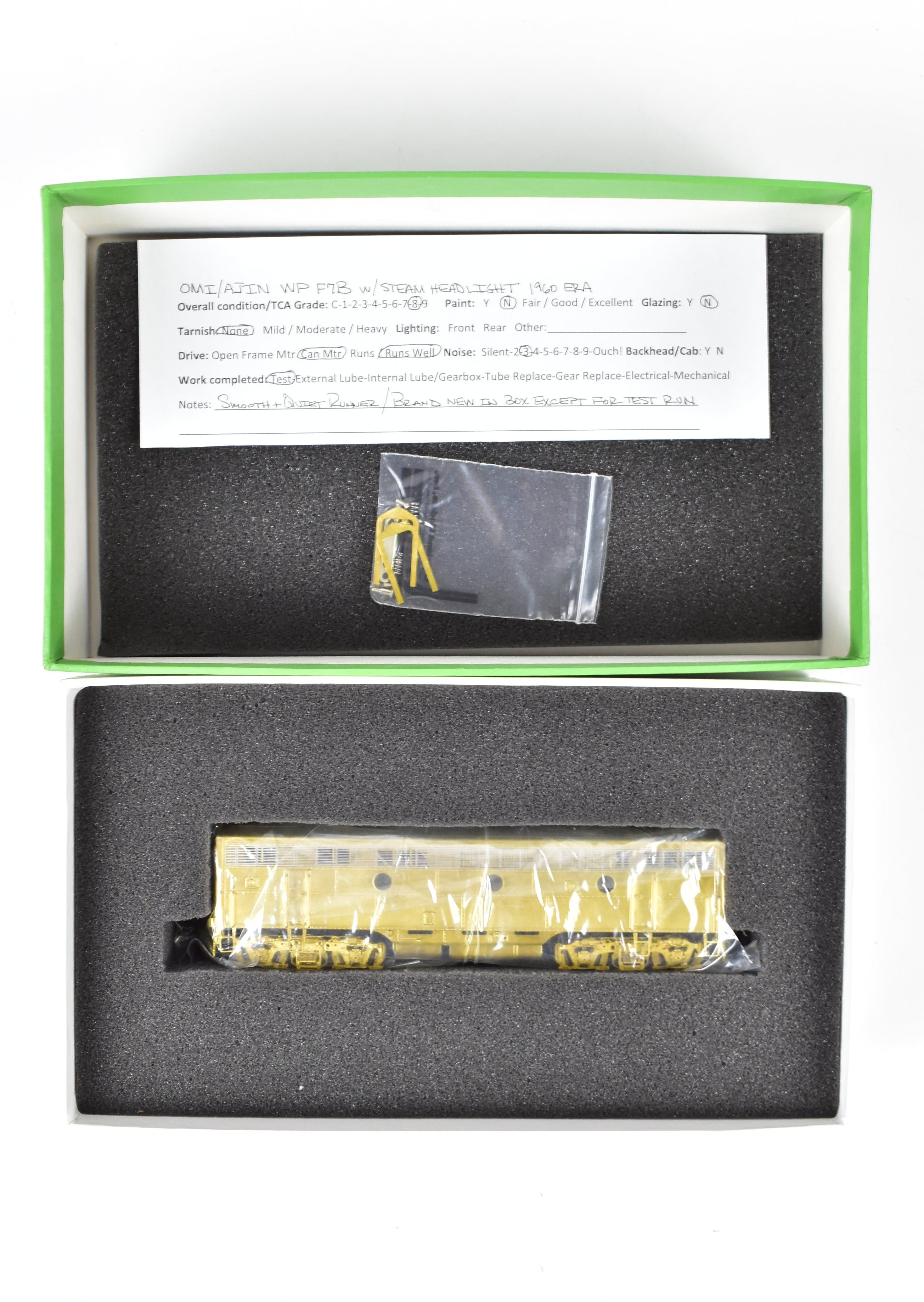 HO Scale Brass OMI - Overland Models Inc. Western Pacific EMD F7B Nos. 913B,C - 921B,C Freight Locomotive Models with Steam Headlight from the 1960 Era