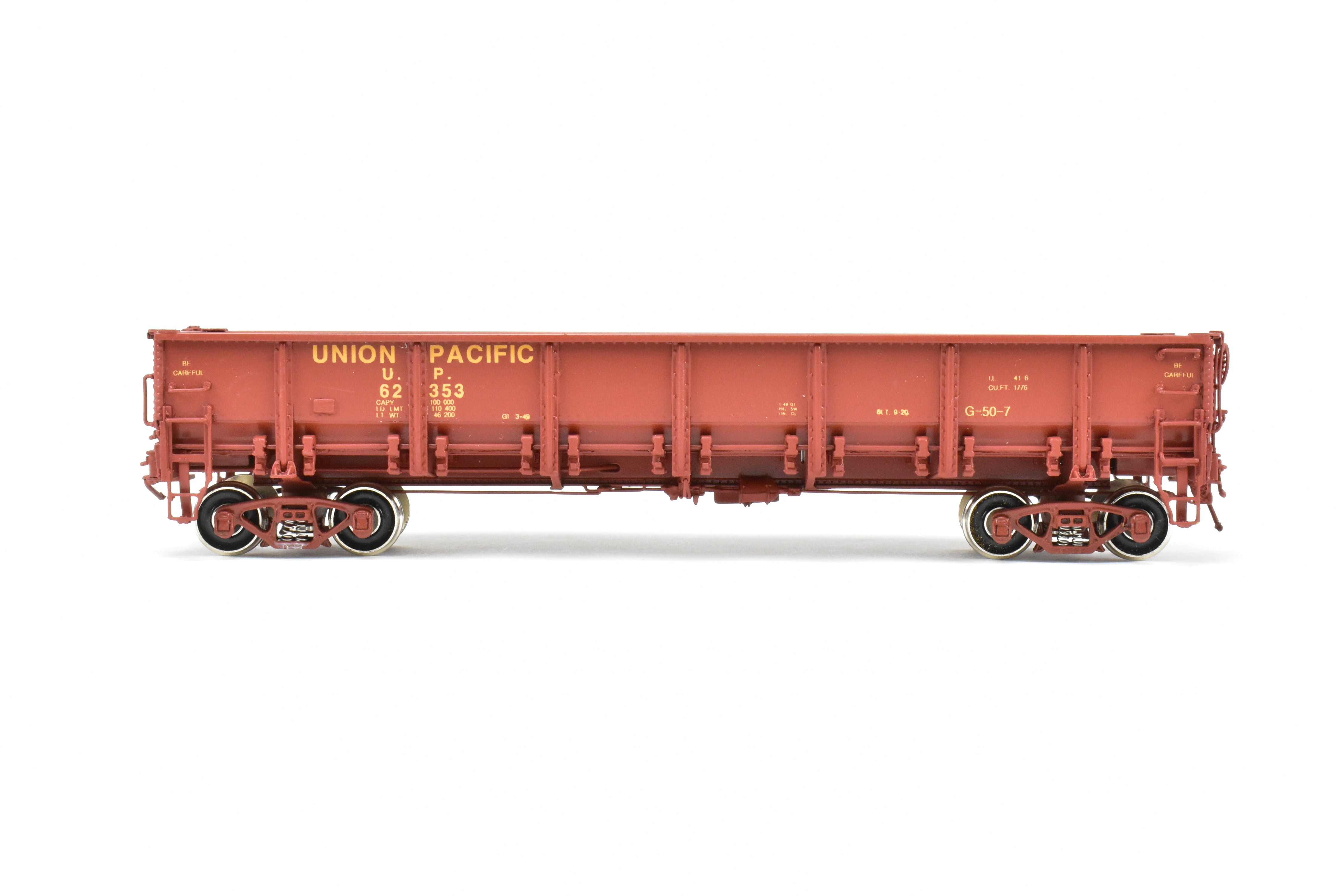 HO Scale Brass CIL - Challenger Imports Union Pacific Class G50 - 7 Drop Bottom Gondola Model, Version 2 with Riveted Side Sheets, Factory - Painted and Numbered FP #62353