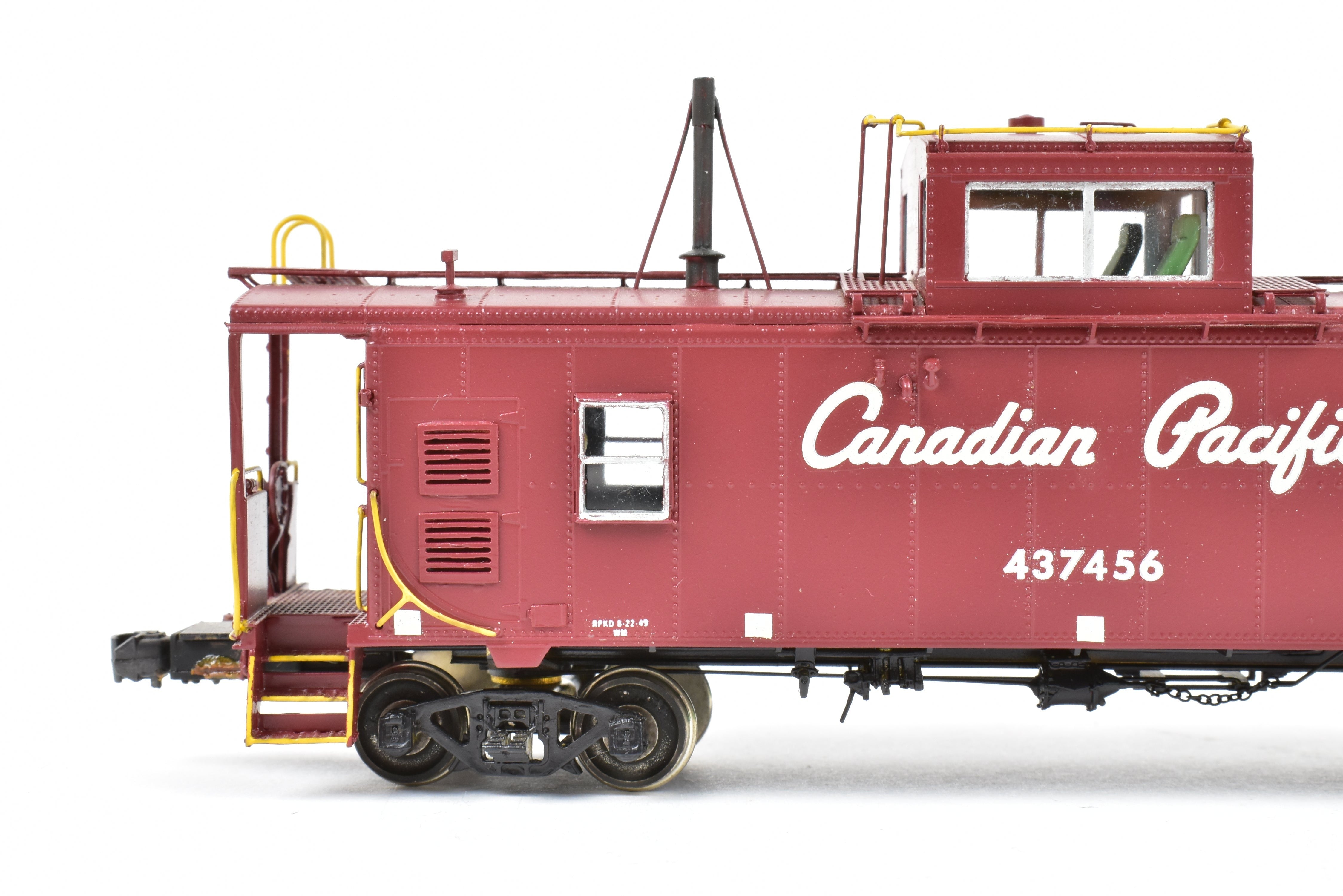 HO Scale Brass OMI - Overland Models, Inc. Canadian Pacific Railway Steel Caboose with Centered Straight Cupola Professionally Painted #437456