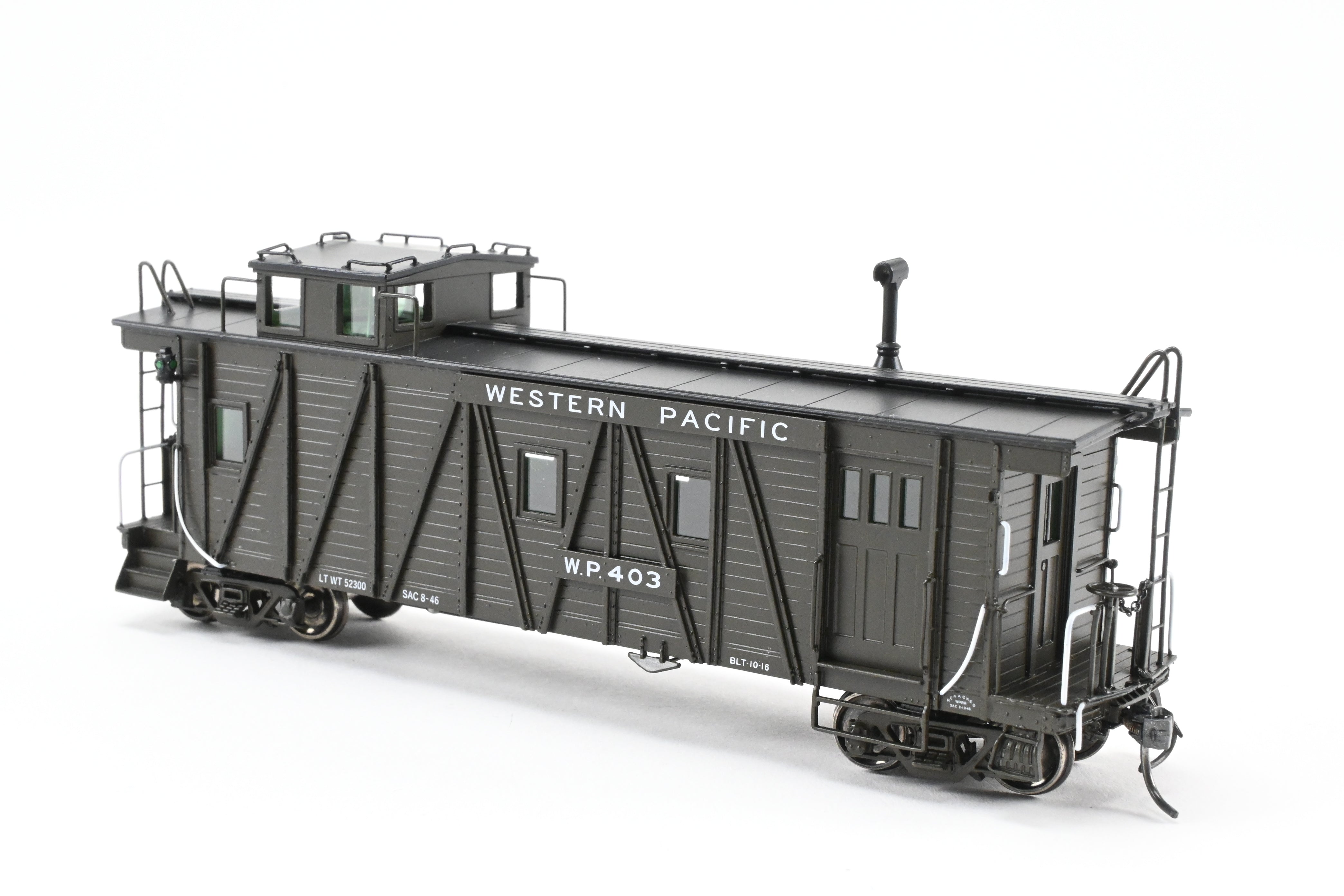 HO NEW Brass North Bank Line WP Western Pacific #403 Pullman Green Caboose with Side Door