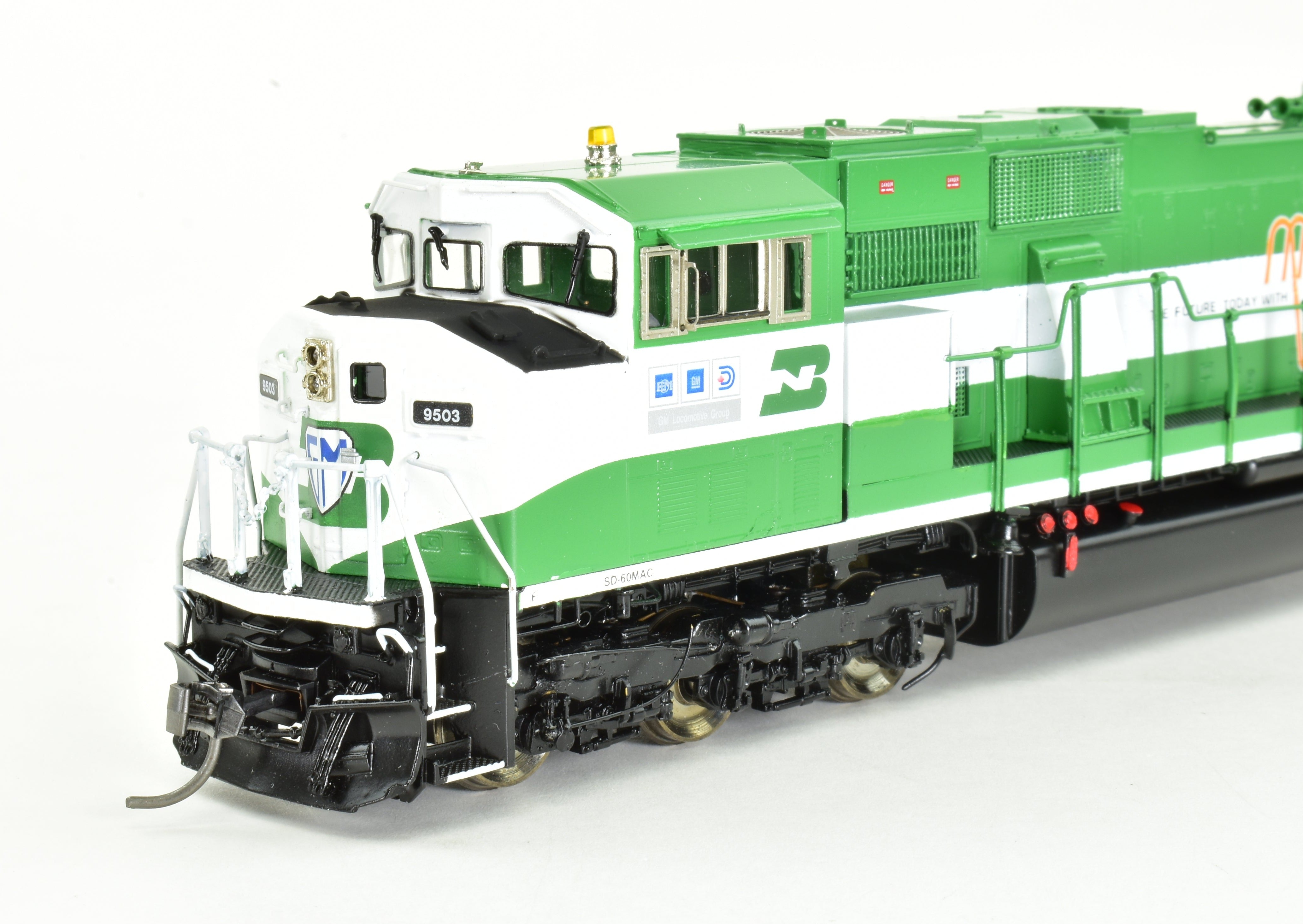HO Scale Brass Locomotive Model - Overland Models, Inc. Burlington Northern SD60MAC FP No. 9503 with HTCR Trucks