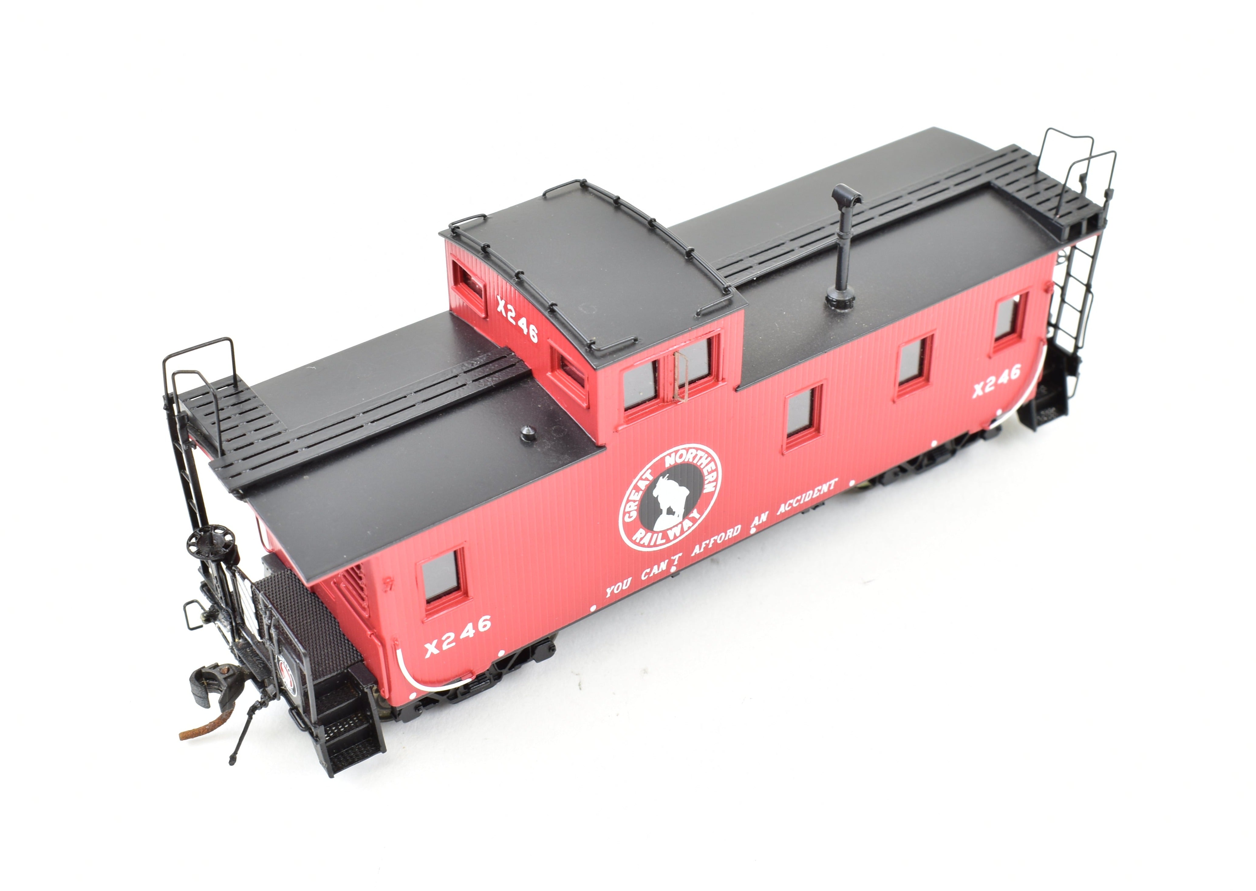 HO Scale Brass Model Train Caboose by Overland Models, Inc. (OMI) - Great Northern 30-Foot Wood Caboose, Factory Painted with Road Number X246