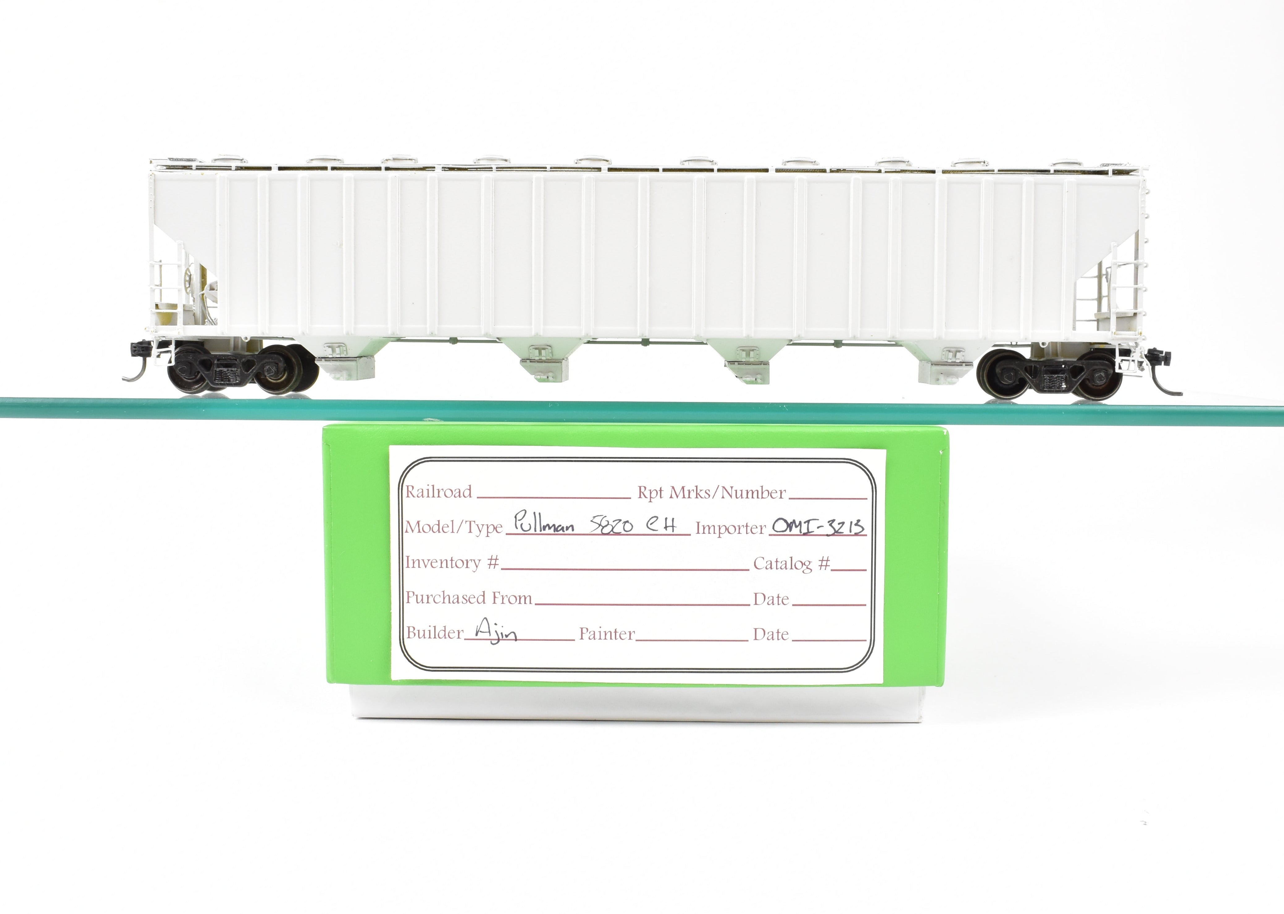 HO Scale Brass Pullman Covered Hopper Model by OMI - Overland Models, Inc. with 5820 Cubic Ft. and Partial Paint Finish for Various Roads